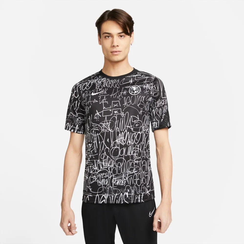 Nike 2021-22 Club America Pre-Match LA Jersey - Black-White (Model - Front)