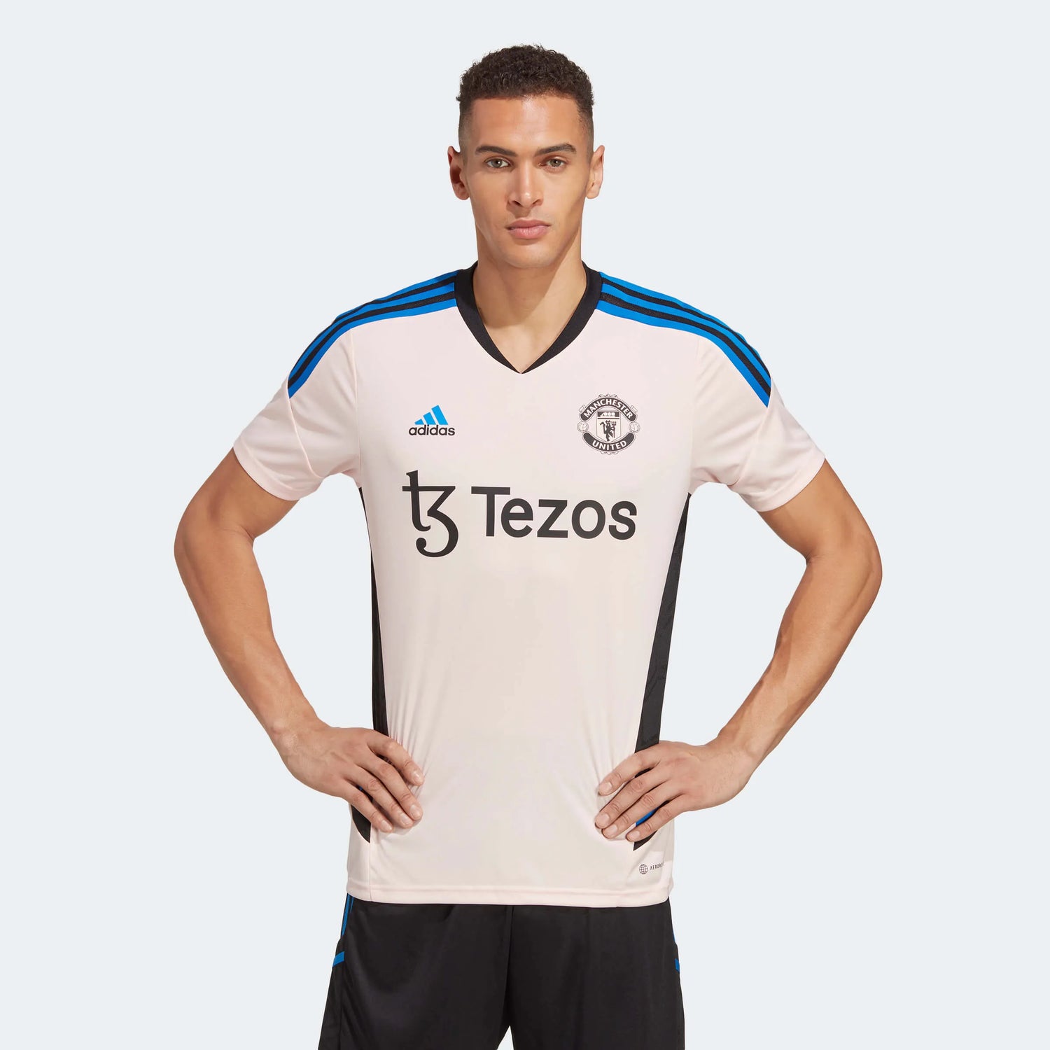 adidas 2023 Manchester United Training Jersey - Icey Pink (Model - Front)