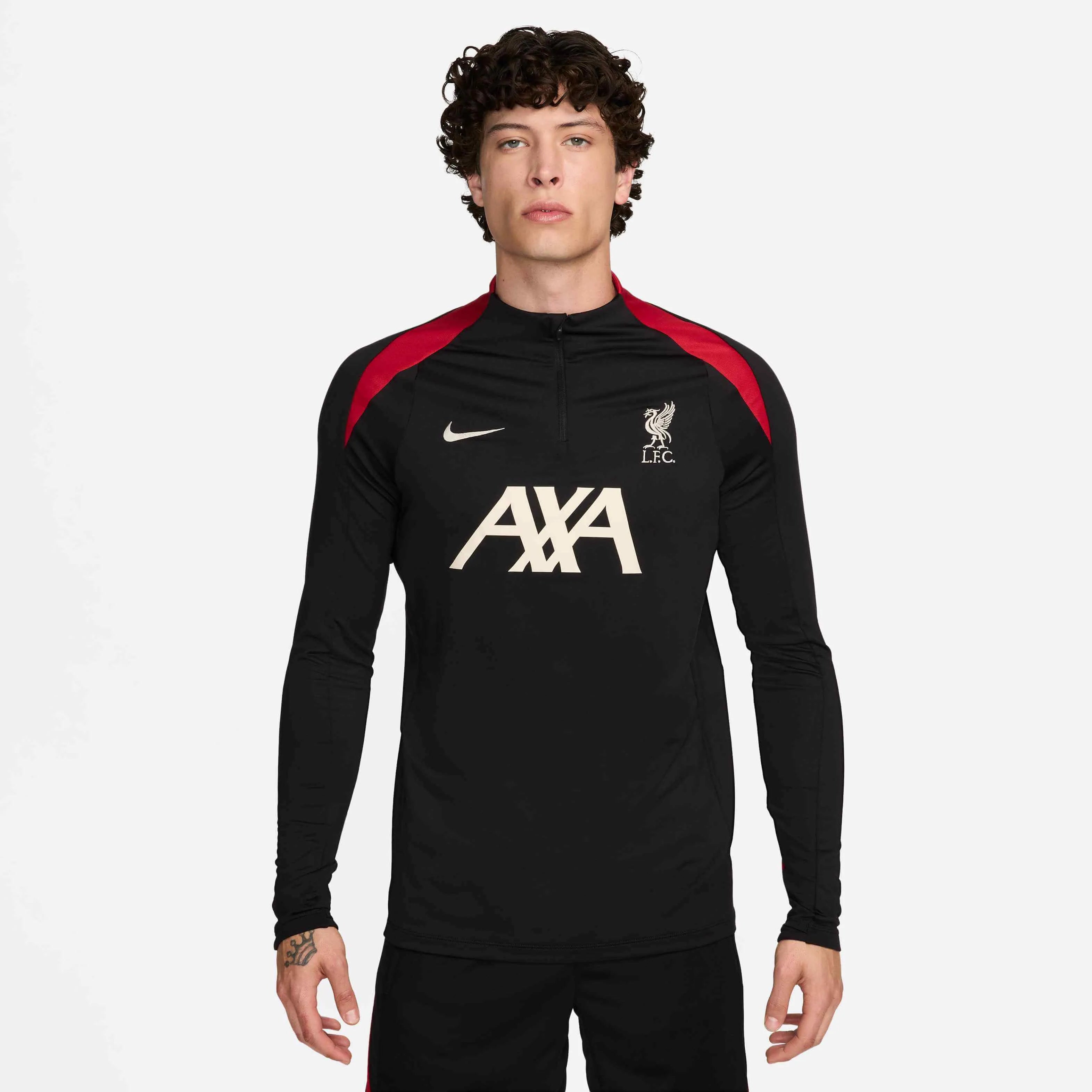 Nike 2024-25 Liverpool Men's Strike Drill Top Black/Black/Gym Red/Light Orewood Brown (Model - Front)