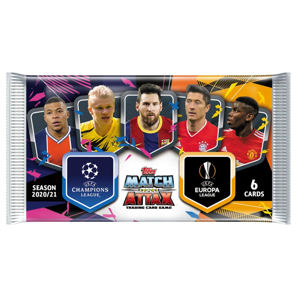 Topps 2020-21 Match Attax Champions League-Europa League Trading Cards Packet (6 Cards EA)