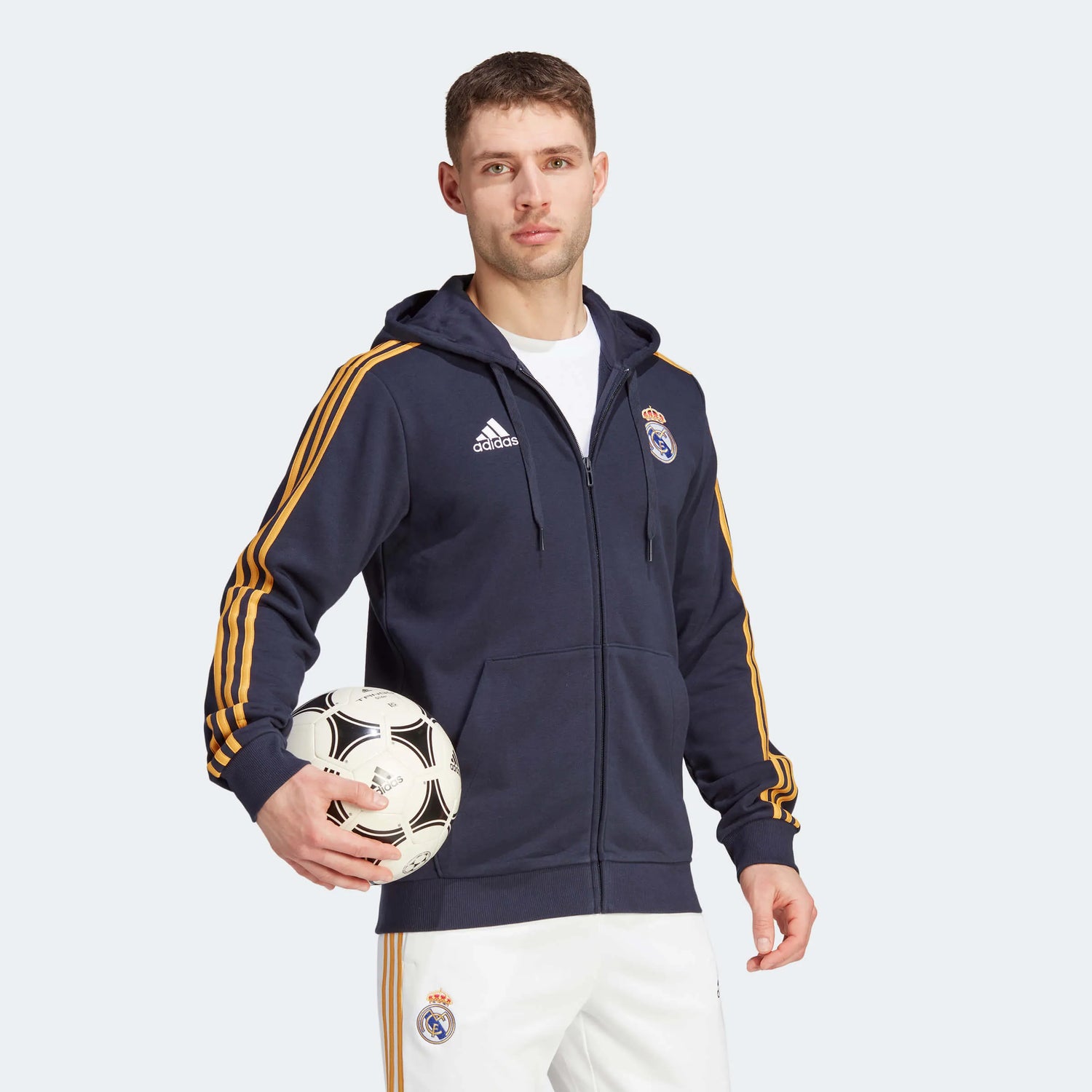 adidas 2023-24 Real Madrid Men's DNA Full-Zip Hoody (Model - Side)