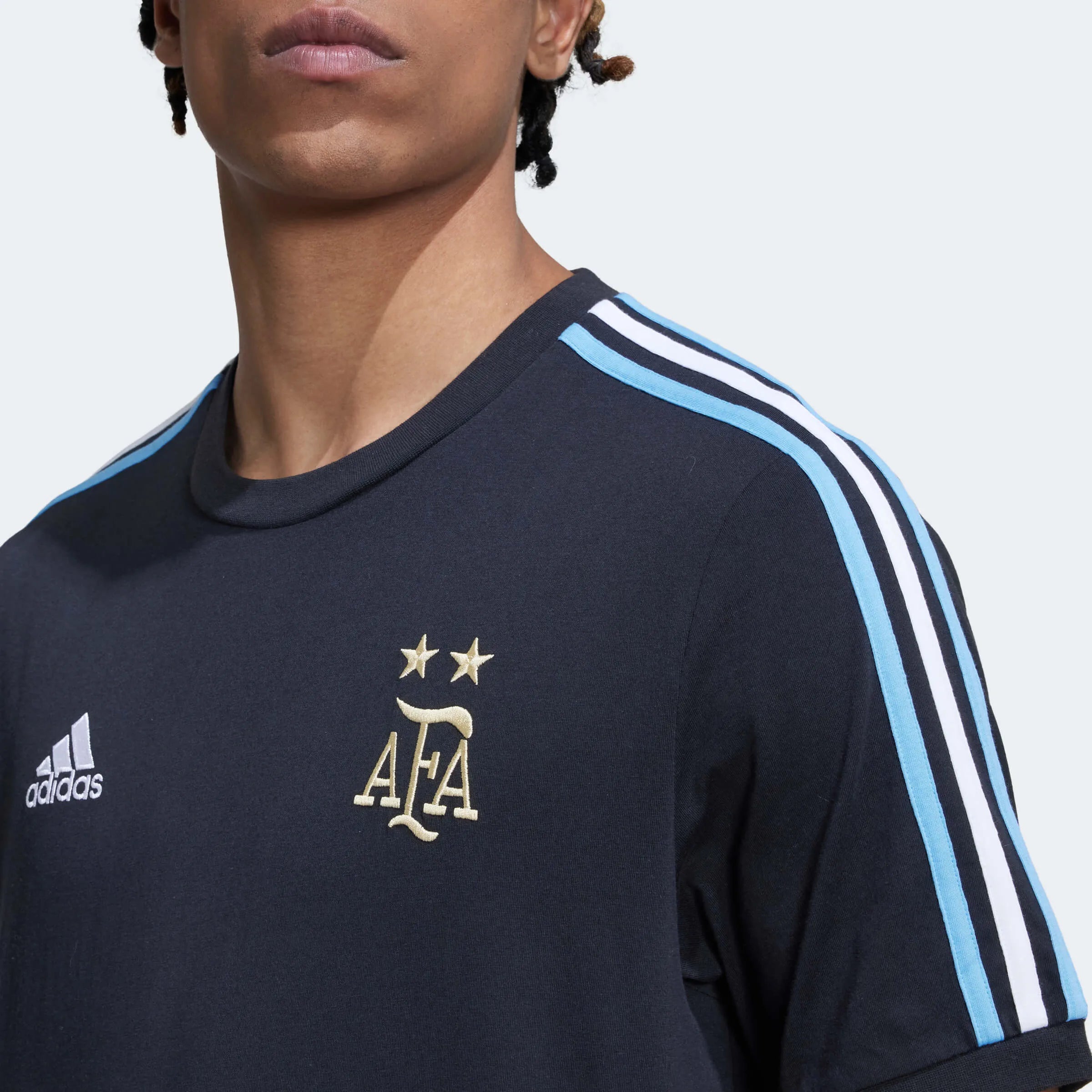 adidas 2022-23 Argentina 3 Stripe Tee Black (Detail 1)