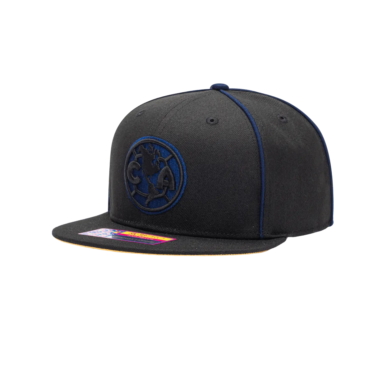 FI Collection Club America Cali Night Snapback Hat - Black-Blue (Diagonal 1)