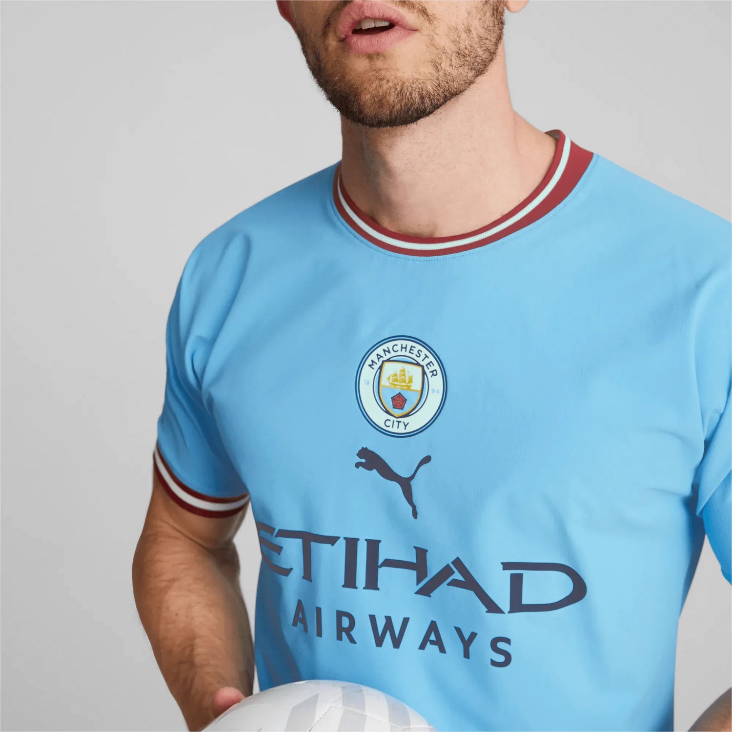 Puma 2022-23 Manchester City Authentic Home Jersey - Light Blue (Detail 1)