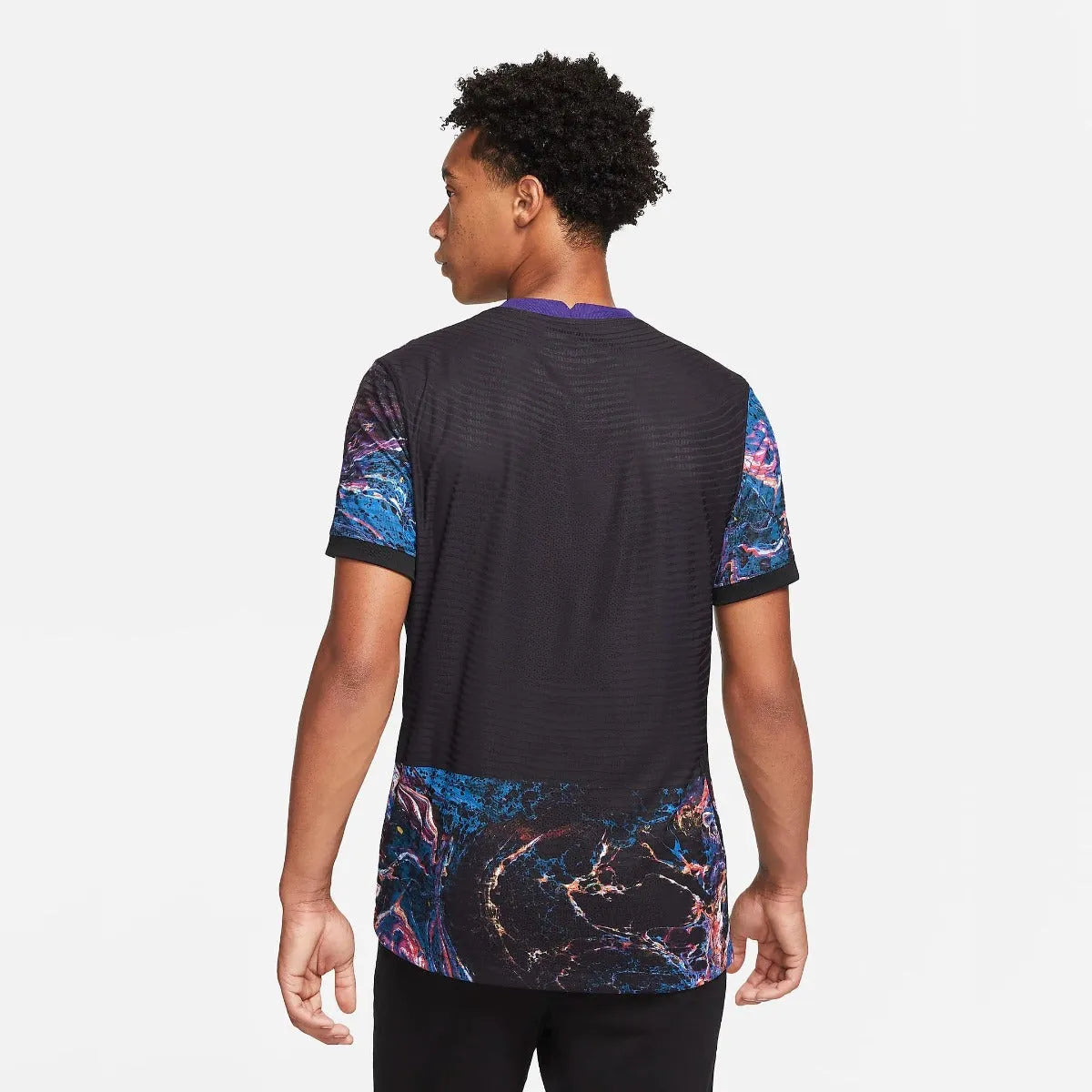 Nike 2021-22. Tottenham Away ADV Match Jersey - Black-Venom Green (Model - Back)