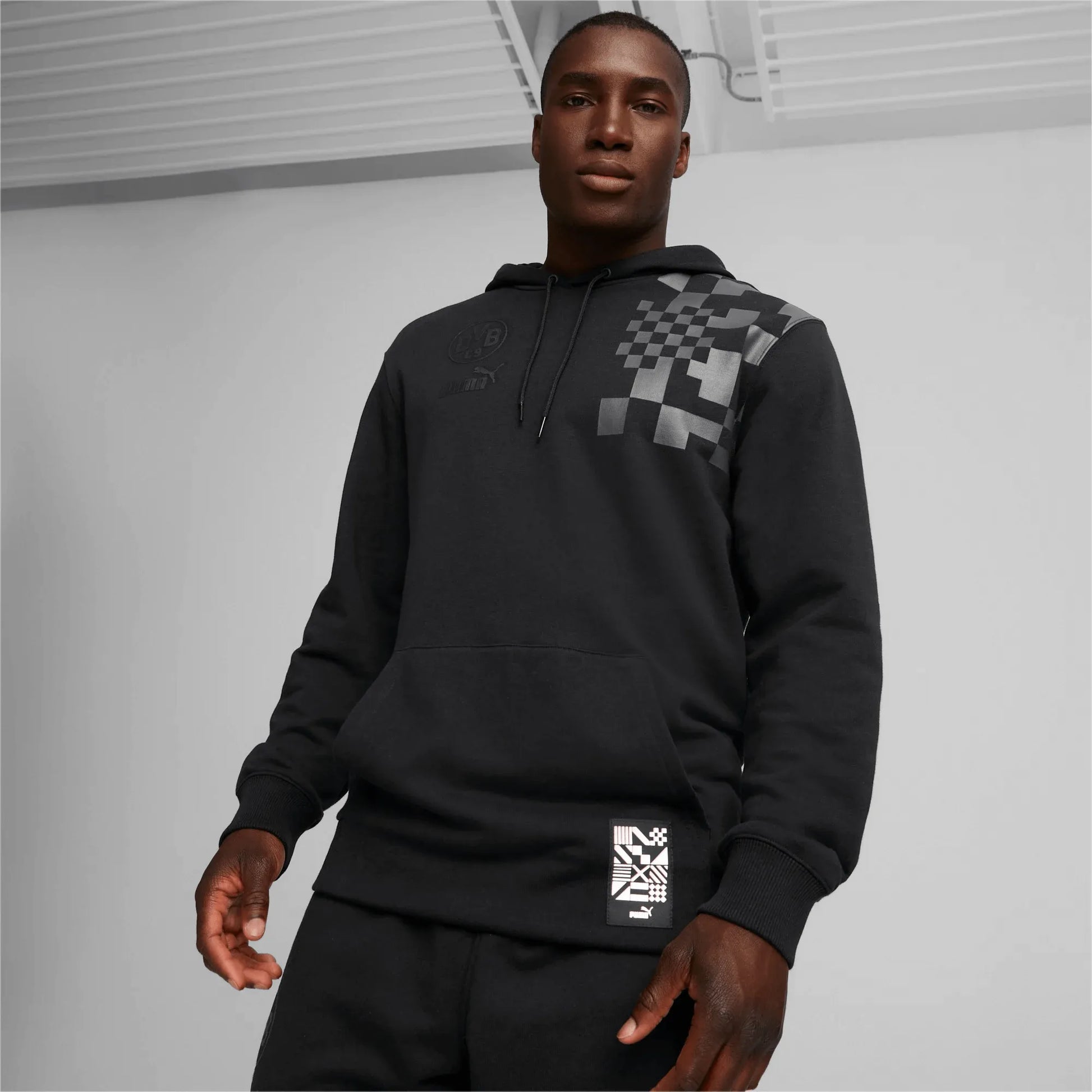 Puma 2022-23 Borussia Dortmund FtblCulture Hoody - Puma Black-Asphalt (Model - Front)