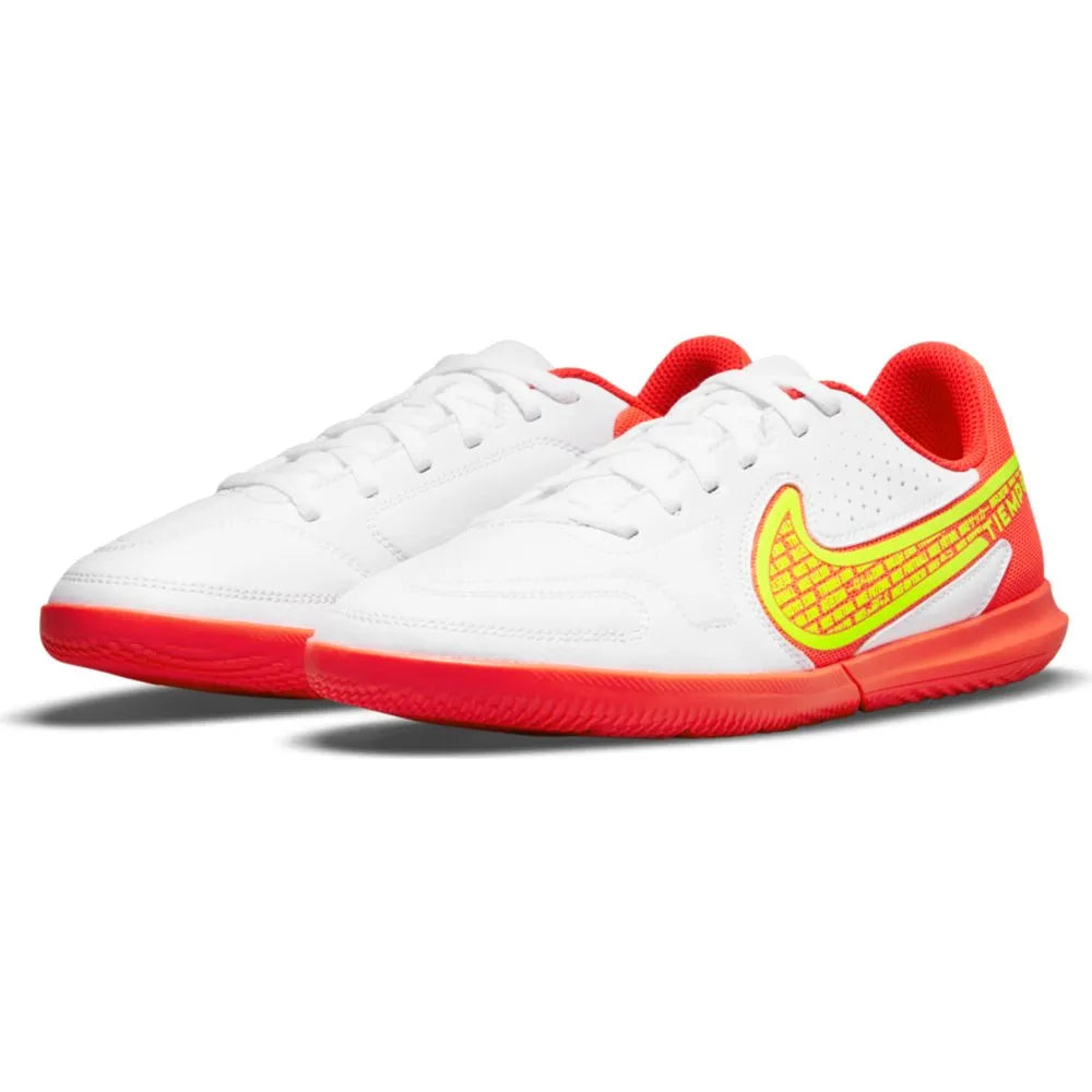 Nike JR Legend 9 Club IC - White-Volt-Crimson (Pair - Diagonal)