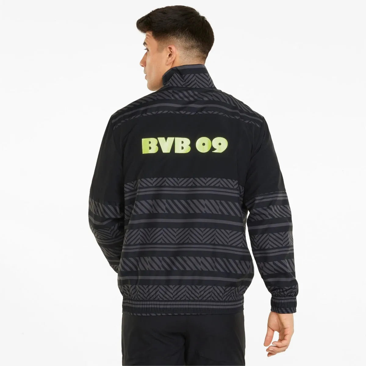 Puma 2022 Borussia Dortmund Pre-Match Jacket - Black-Safety Yellow (Model - Back)