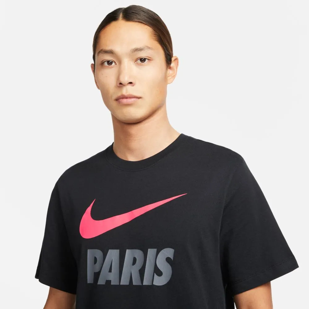 Nike 2021-22 PSG Swoosh Club Tee - Black-Red (Detail 1)