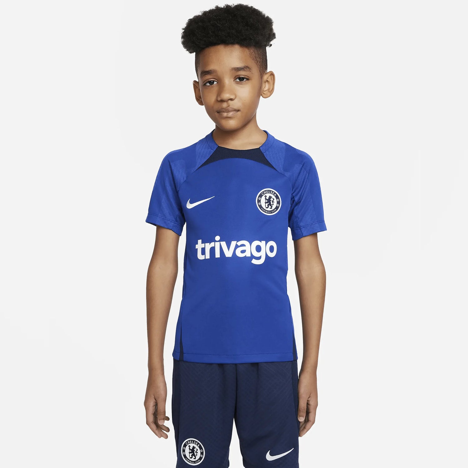 Nike 2022-23 Chelsea Youth Strike Top - Rush Blue (Model - Front)
