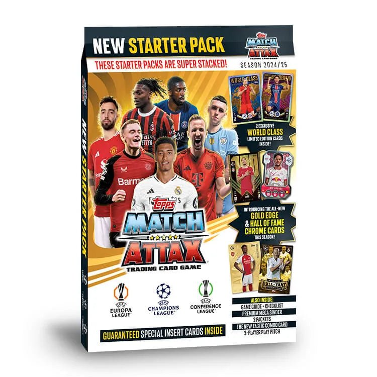 2024-25 Topps Match Attax UEFA Champion League Starter Pack (Album 27 Cards + 2 LE Cards) (Front)