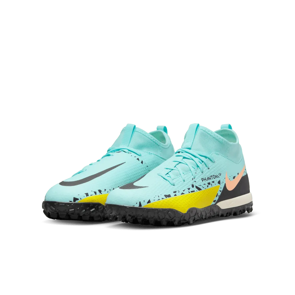 Nike JR Phantom GT2 Academy DF Turf Glacier Ice-Black Yellow (Pair - Diagonal)