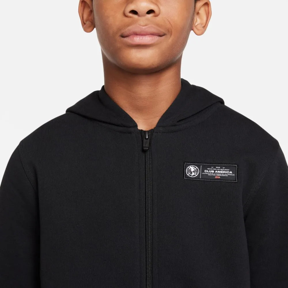 Nike 2021-22 Club America Youth NSW Full Zip Club Hoodie LA - Black (Detail 1)