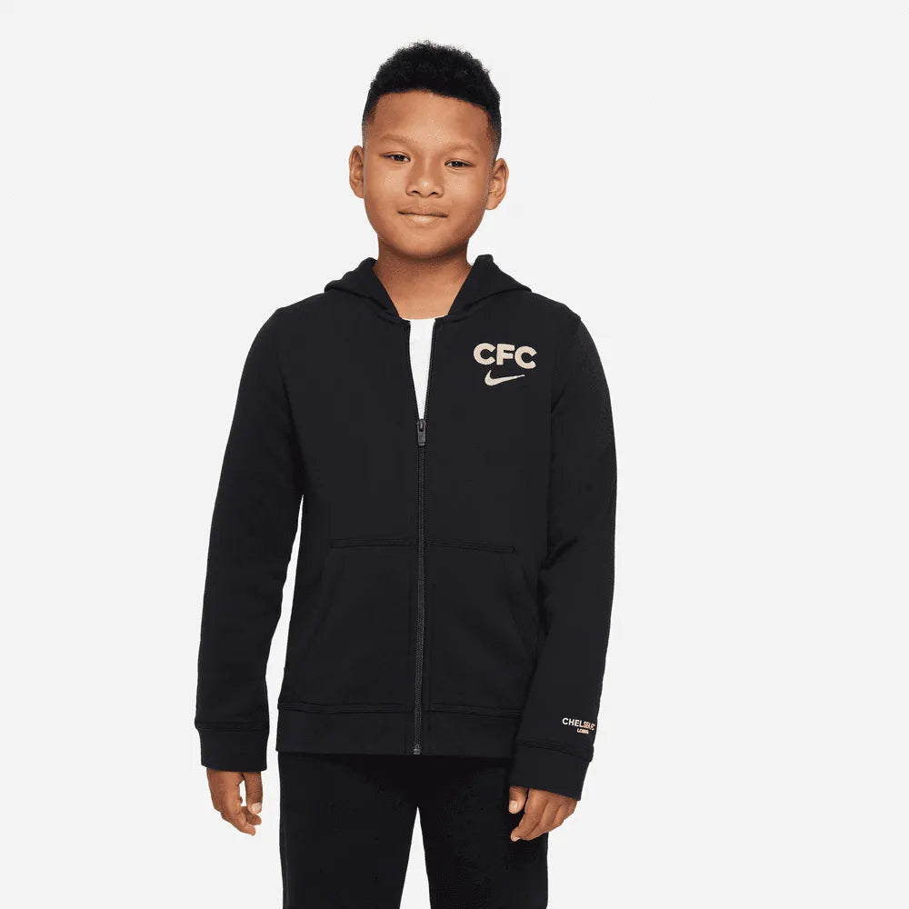 Nike 2022-23 Chelsea Youth Club Fleece Full-Zip Hoodie (Model - Front)