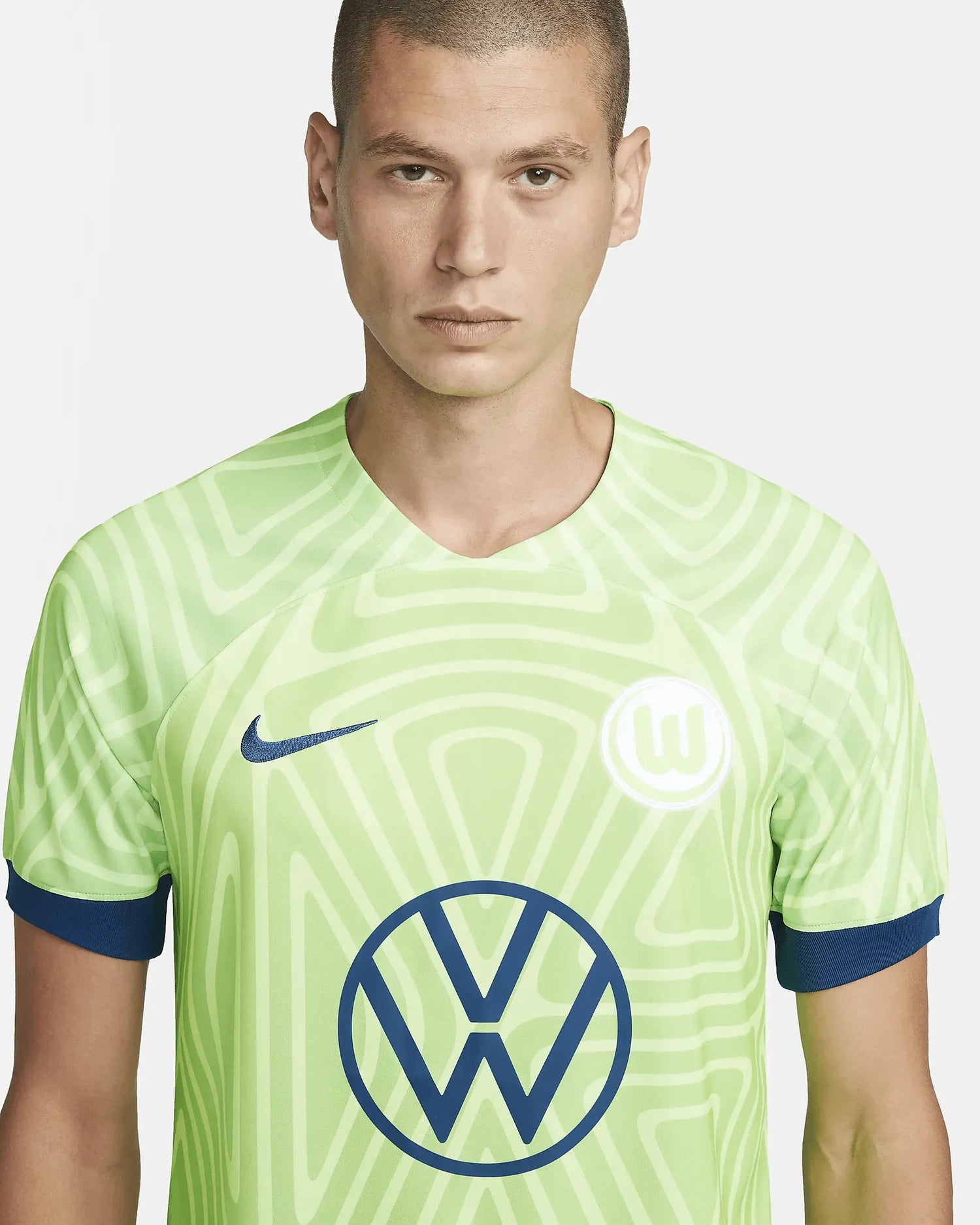 Nike 2022-23 Wolfsburg Stadium Home Jersey - Sub Lime-Coastal Blue (Detail 1)