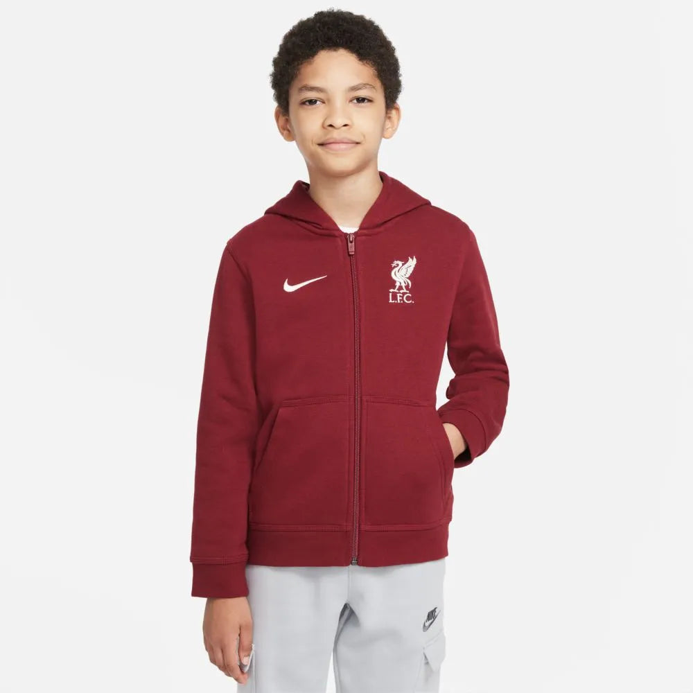 Nike 2021-22 Liverpool Youth Full-Zip Hoodie - Team Red (Model - Front)