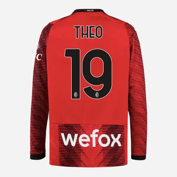 Puma 2023-24 AC Milan Men's Stadium Home Long-Sleeve Jersey