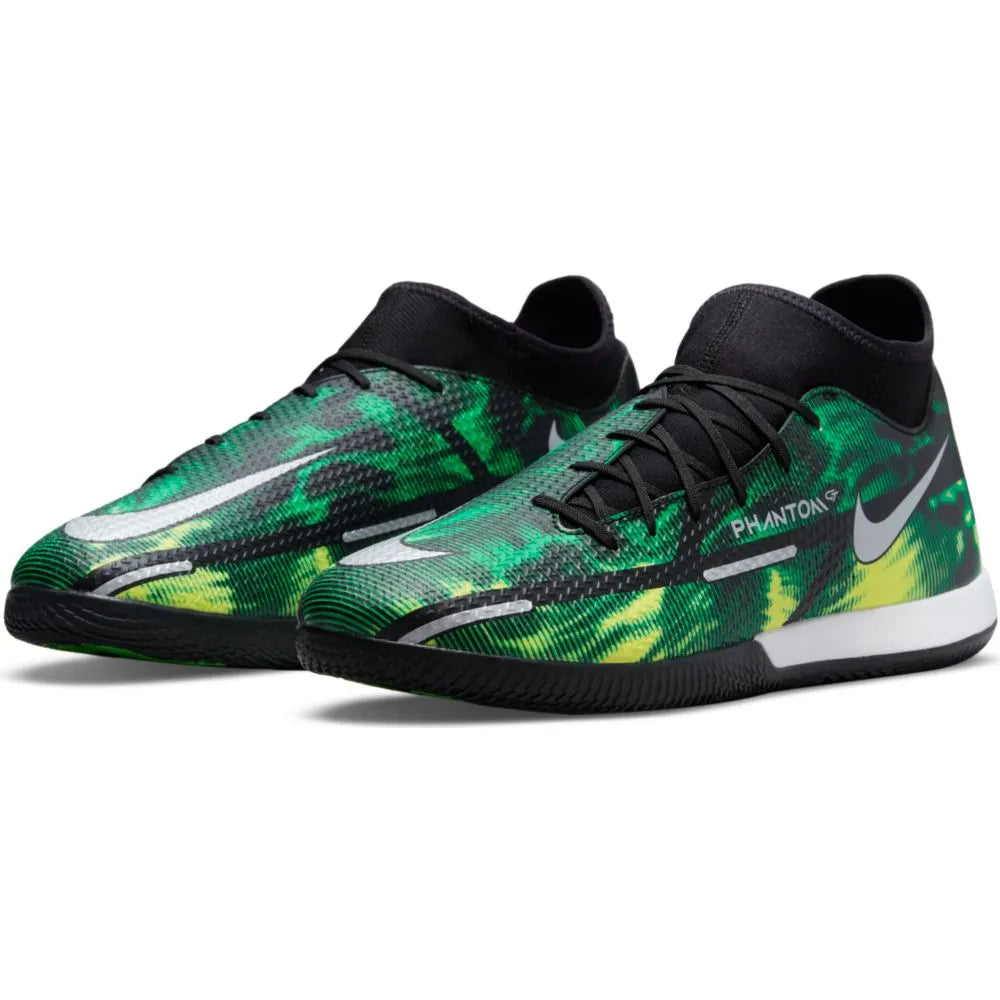 Nike Phantom GT2 Academy DF SW IC - Black-Green Strike (Pair - Diagonal)