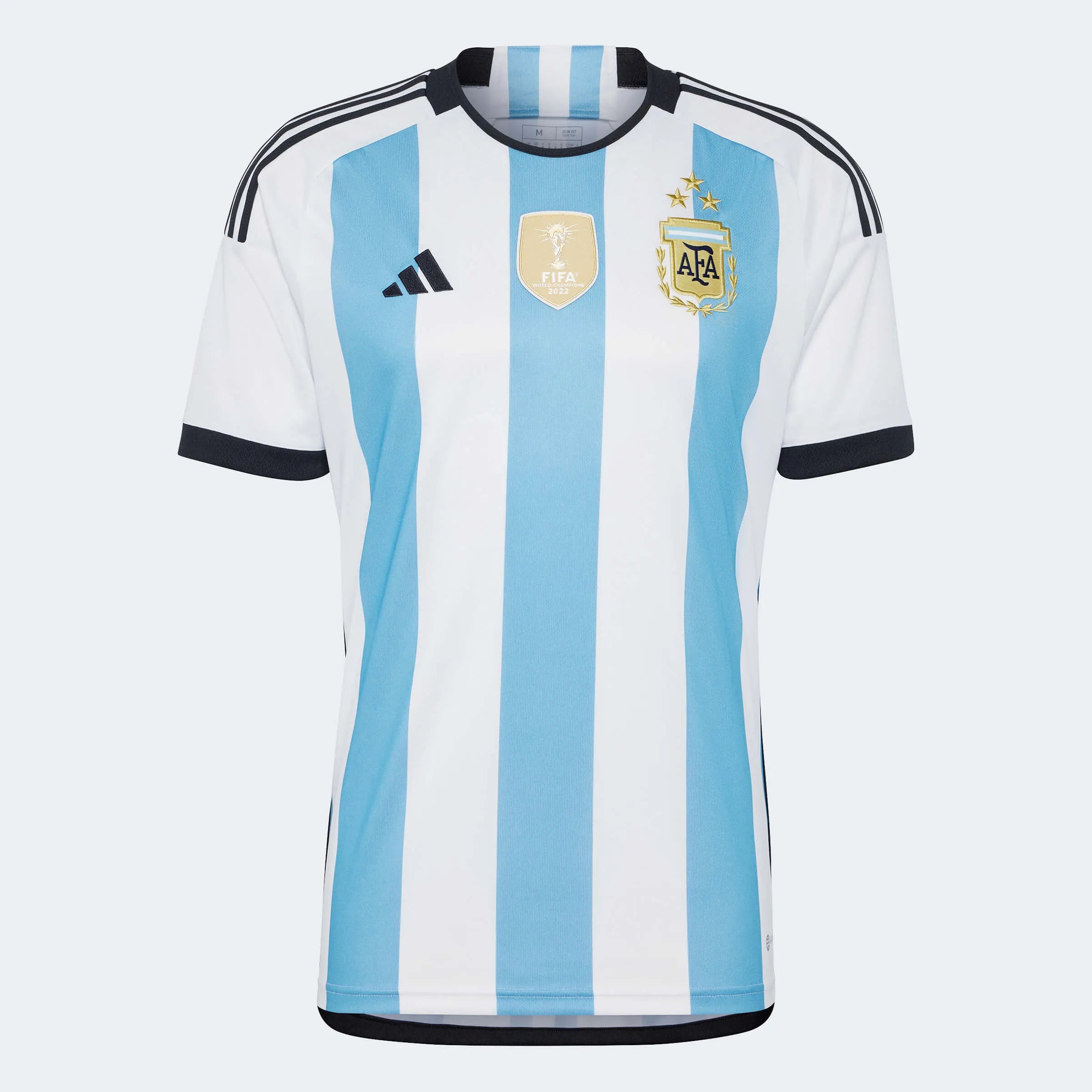 adidas 2022-23 Argentina Home Jersey World Cup 3 Star- White - Light Blue (Front)