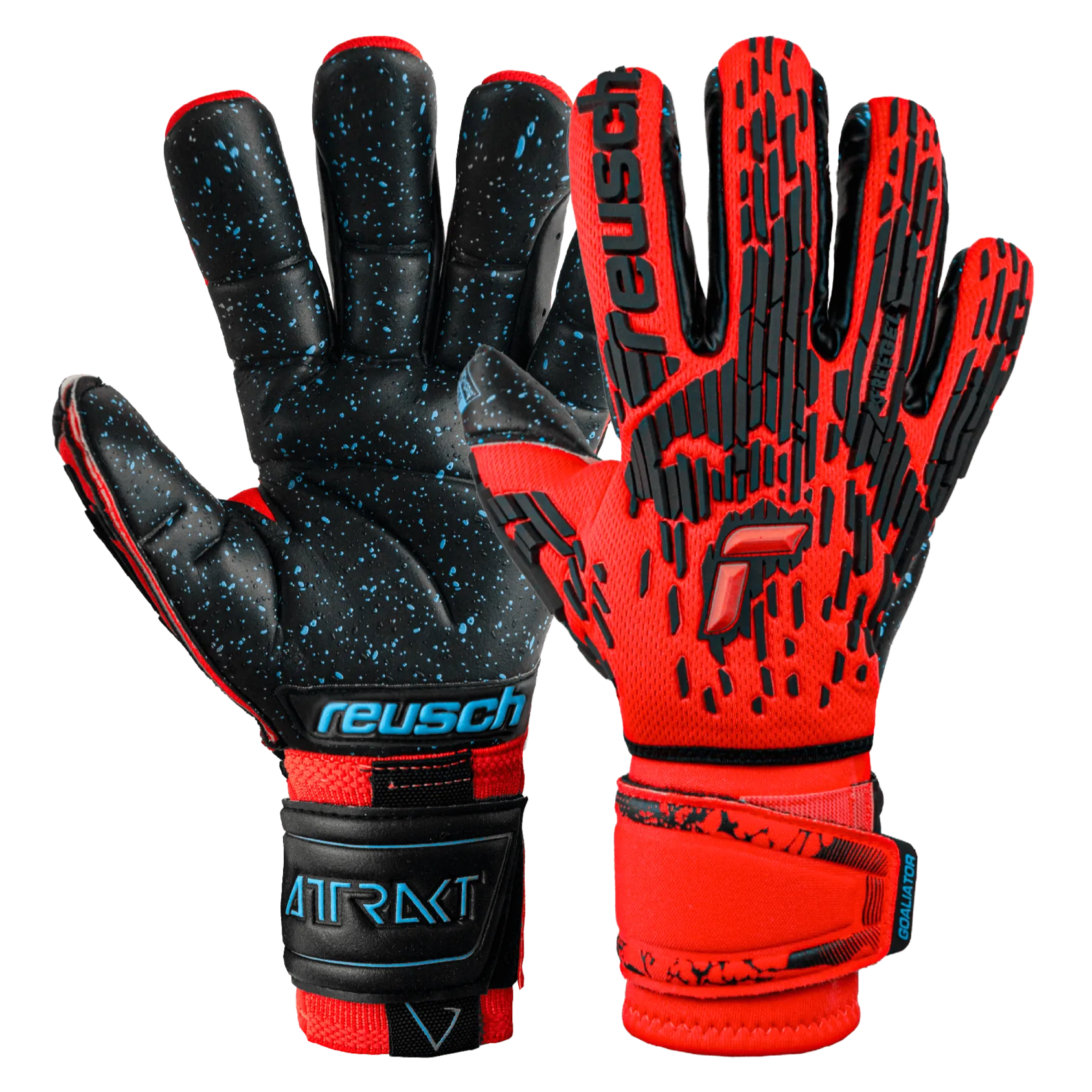 Reusch Attrakt Freegel Fusion Ortho-Tec Goaliator Goalkeeper Gloves - Bright Red-Black (Pair)