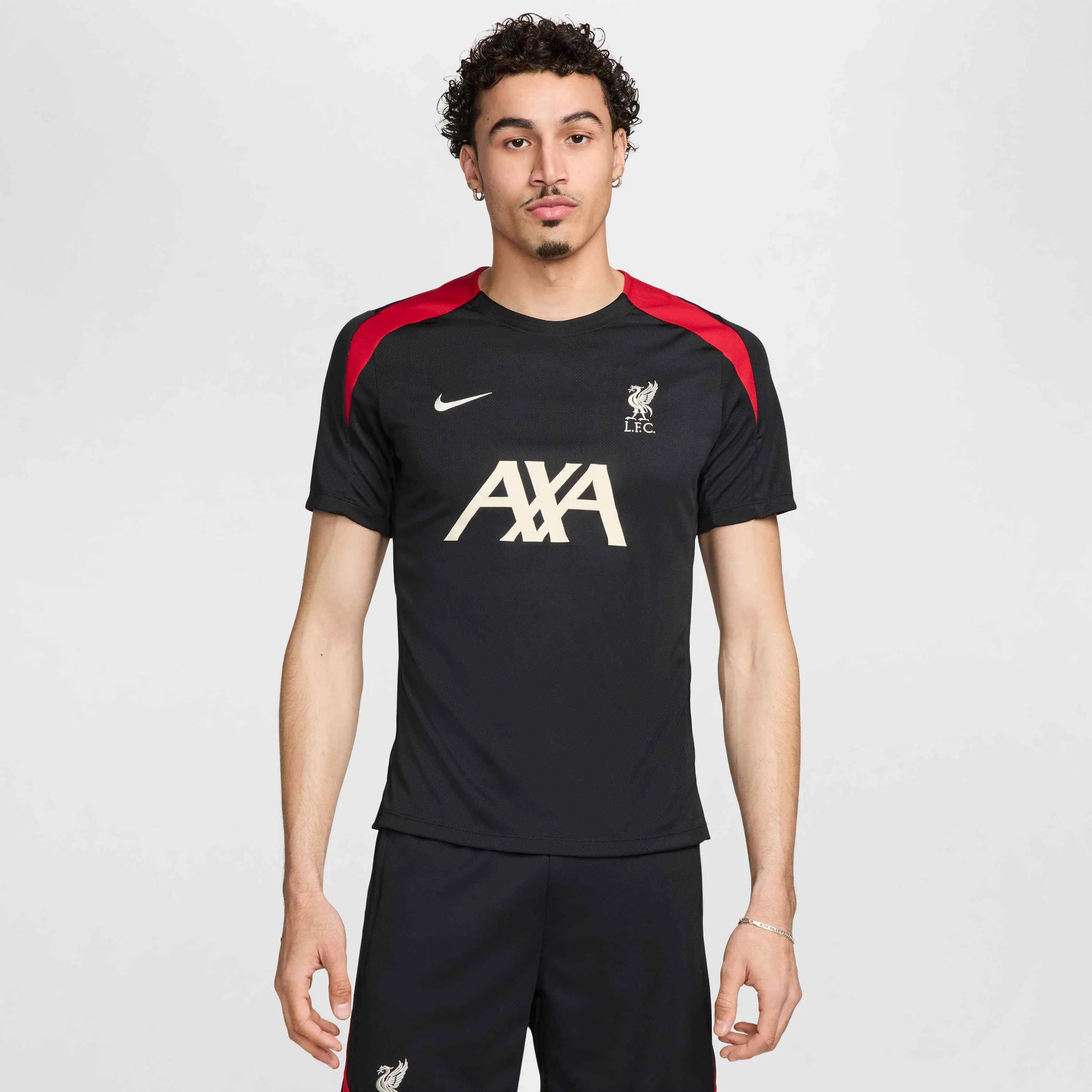 Nike 2024-25 Liverpool Men's Strike Top Black-Black-Gym Red-Light Orewood Brown (Model - Front)
