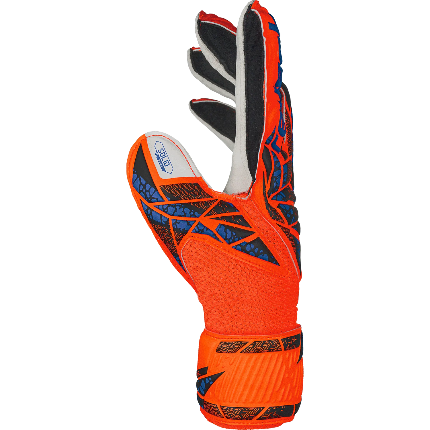 Reusch JR Attrakt Solid FS Goalkeeper Glove Hyper Orange Electric Blue (Single - Side)