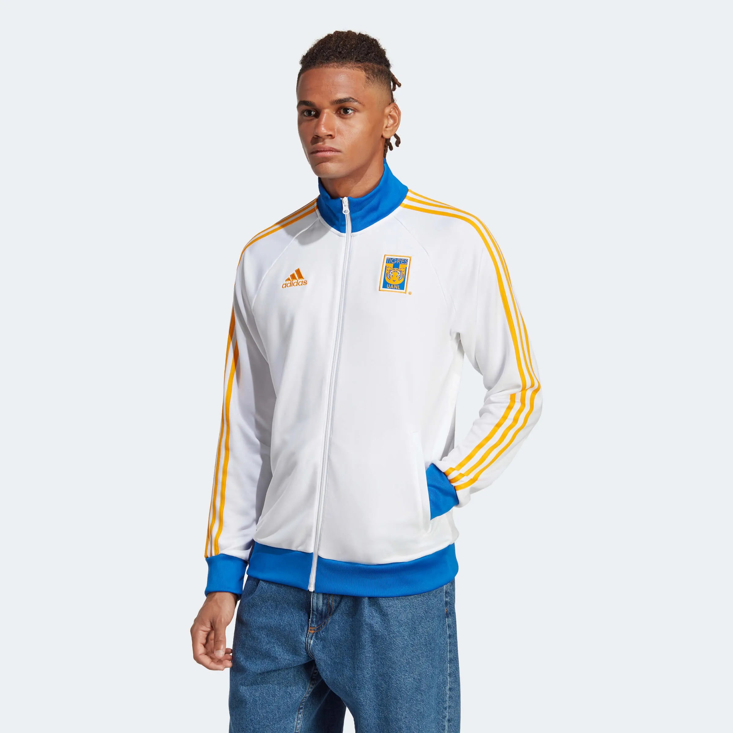 adidas 2022-23 Tigres DNA Training Top - White-Blue-Orange (Model - Front)