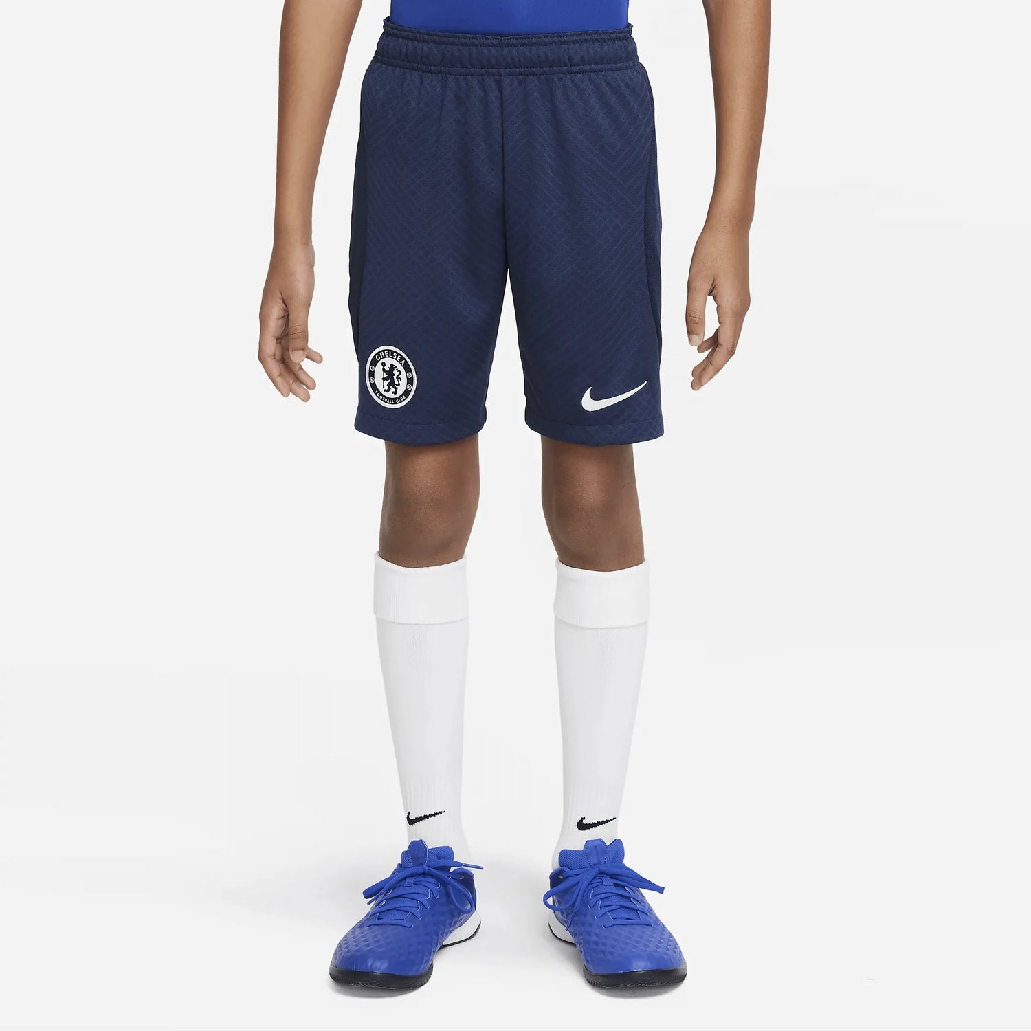 Nike 2022-23 Chelsea Youth Strike Shorts - College Navy-White (Model - Front)