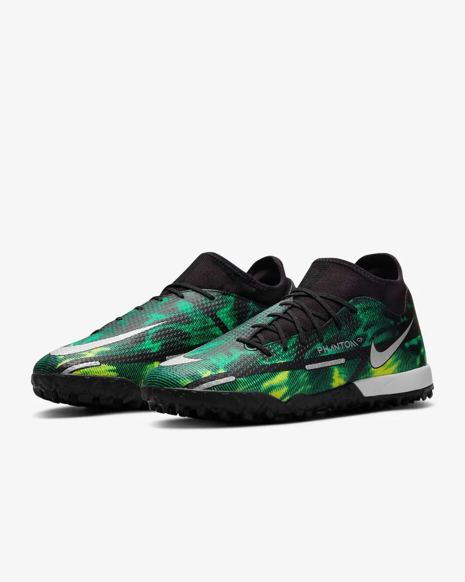Nike Phantom GT2 Academy DF SW TF - Black-Green Strike (Pair - Diagonal)