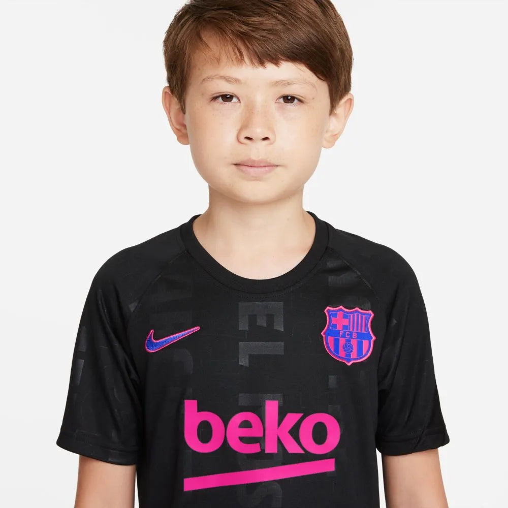 Nike 2021-22 Barcelona Youth Pre-Match Jersey- Black (Detail 1)