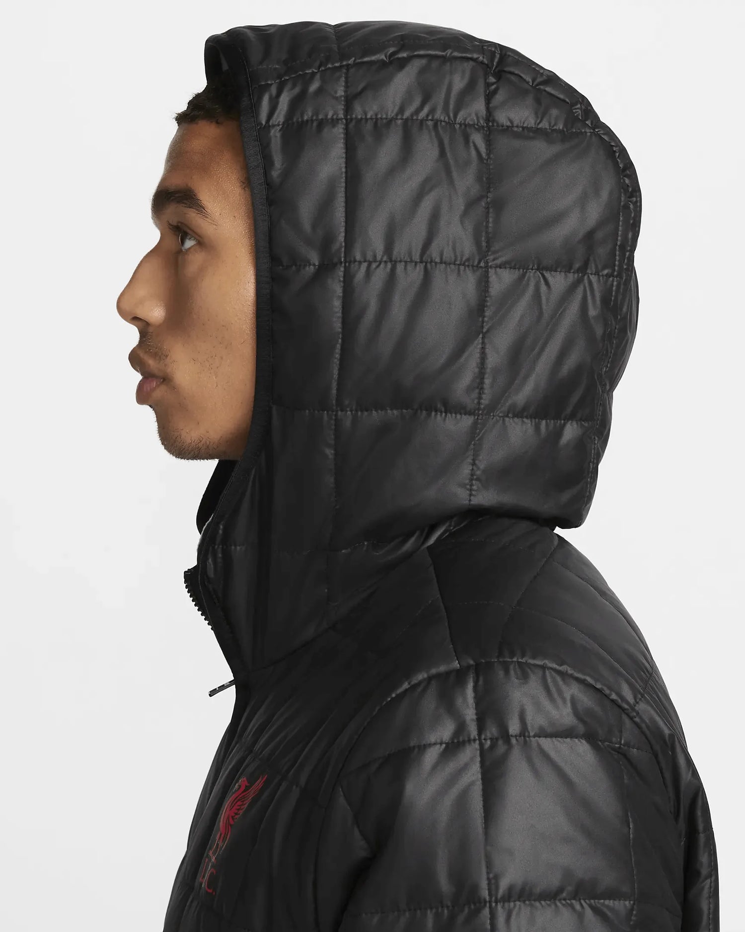 Nike 2022-23 Liverpool FC Fleece-Lined Hooded Jacket - Black-Particle Grey-Siren Red (Detail 2)
