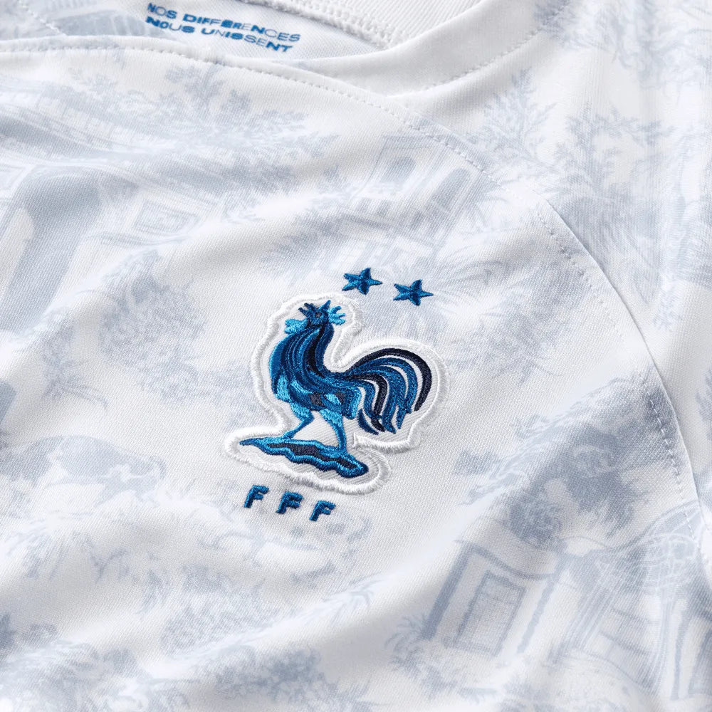 Nike 2022-23 France Away Youth Jersey White-Royal (Detail 3)