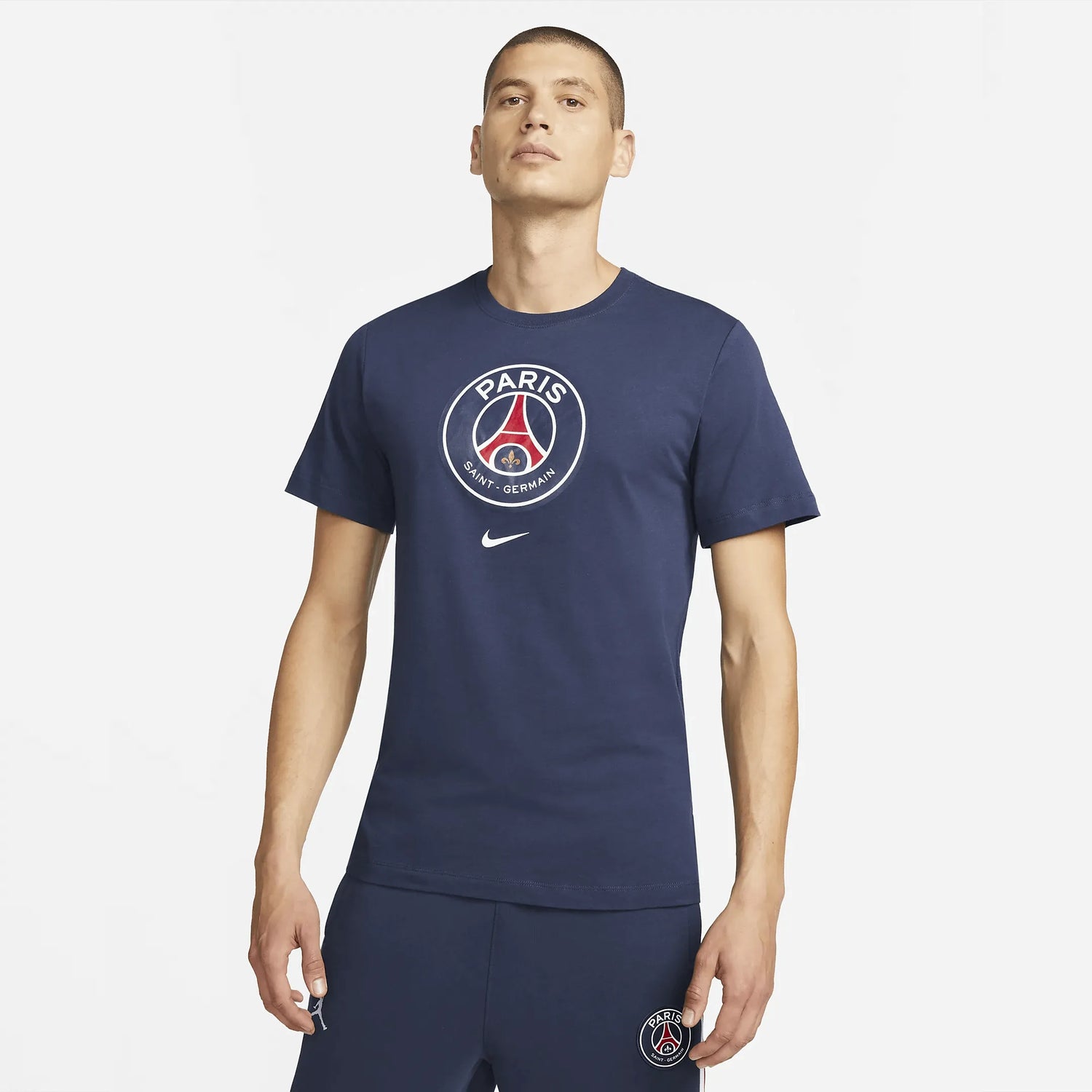 Nike 2022-23 PSG Crest Tee - Navy (Model - Front)