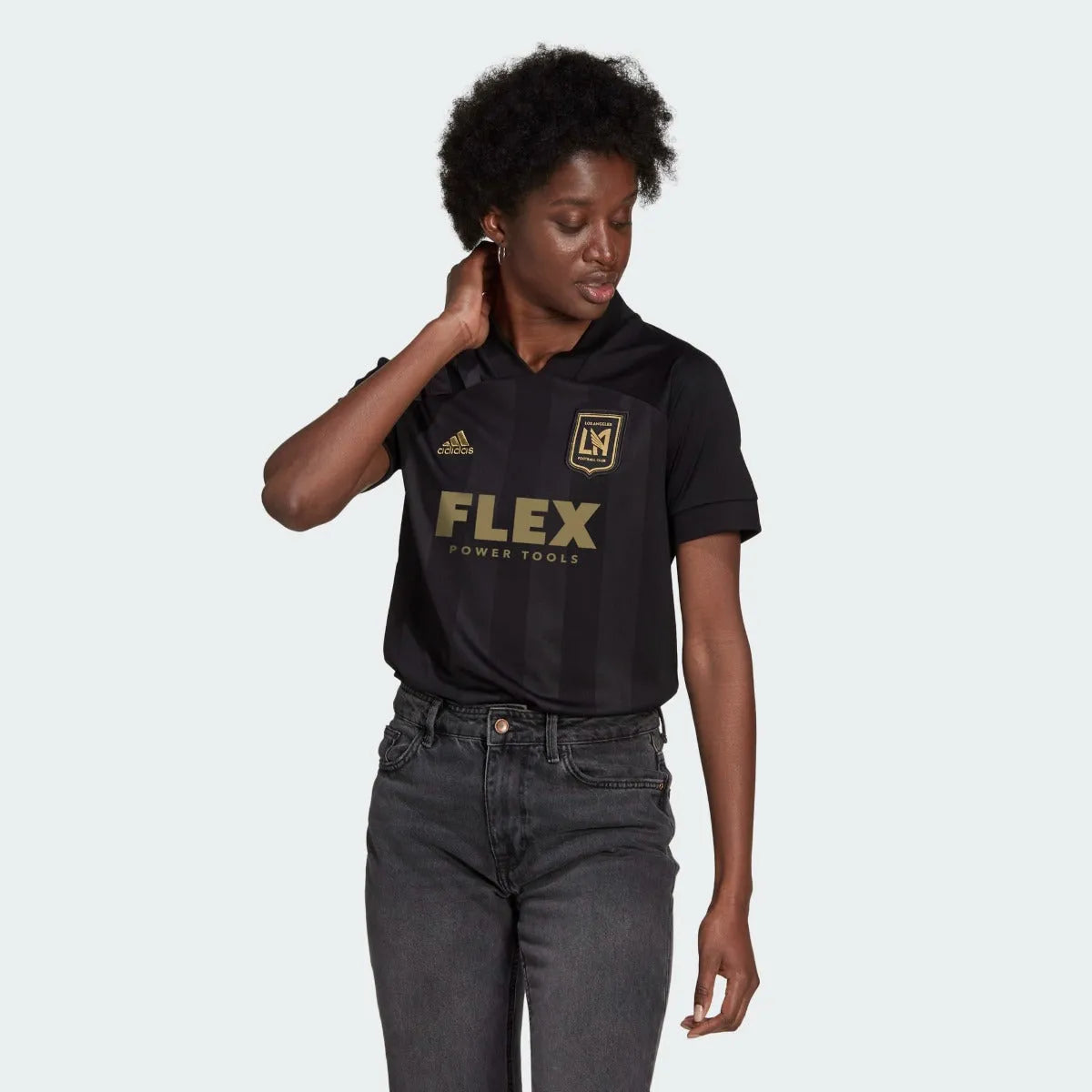 Adidas 2021 LAFC Women Home Jersey - Black-Gold (Model - Front)