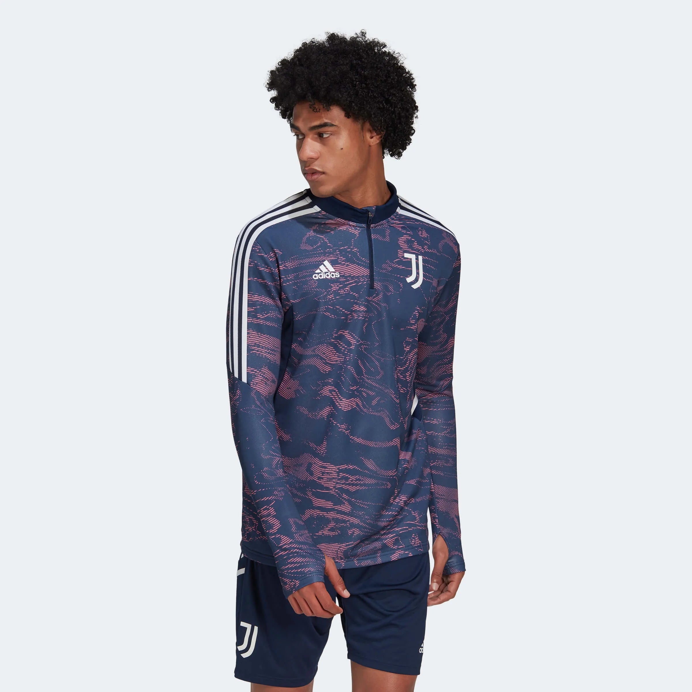 adidas 2022-23 Juventus EU Training Top - Navy-Rose (Model - Front)