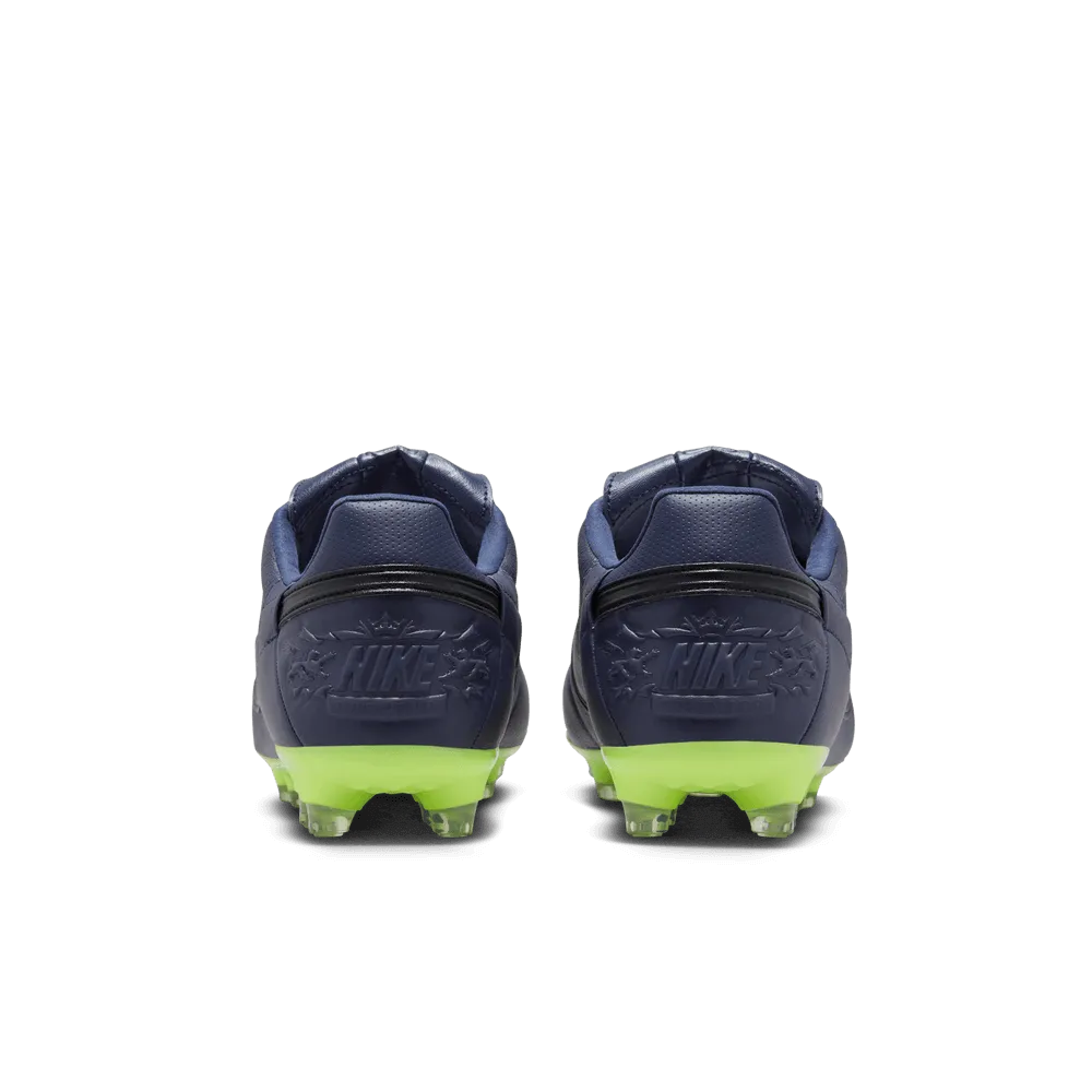 The Nike Premier III FG Blackened Blue Volt Black (Pair - Back)