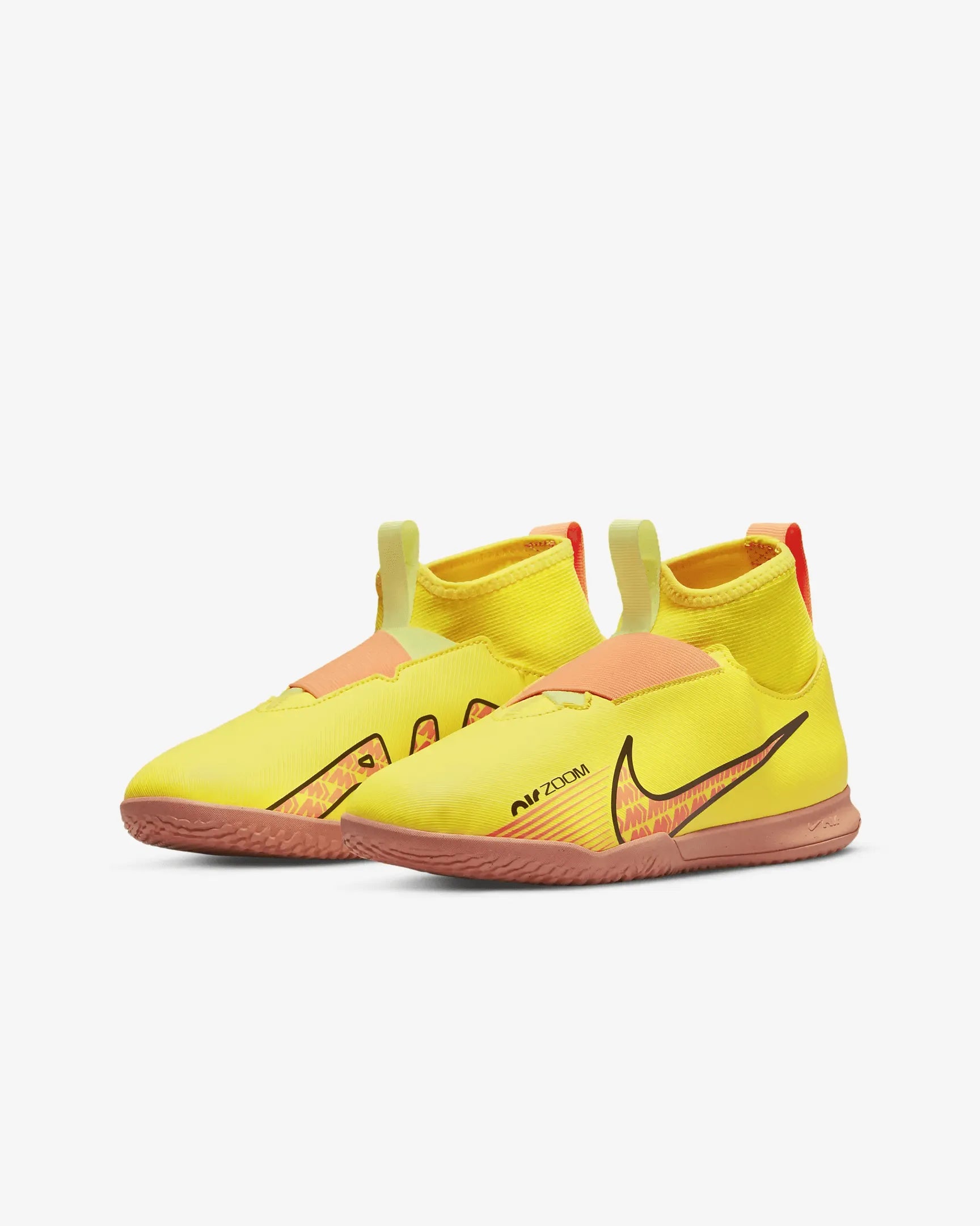 Nike JR Zoom Superfly 9 Academy Indoor Shoes Yellow Strike (Pair - Diagonal)