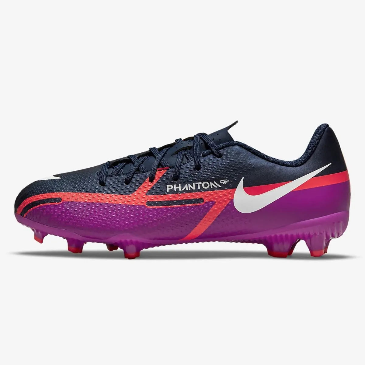 Nike JR Phantom GT2 Academy FG-MG - Navy-Purple-Crimson (Side 1)