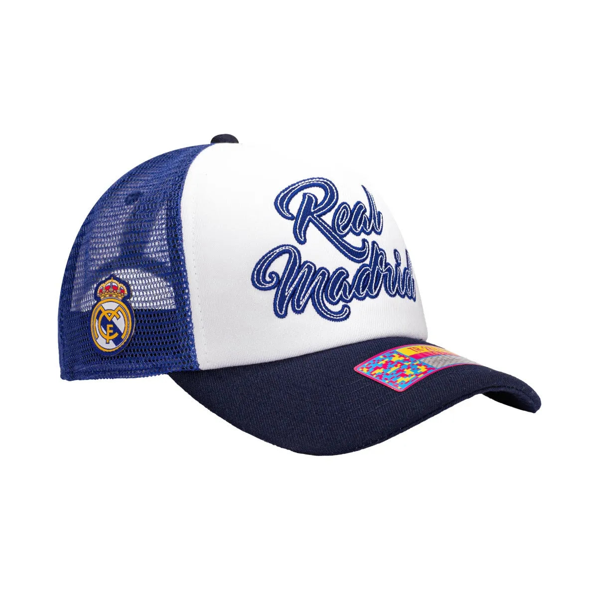 F.I Collection Real Madrid Script Stop Trucker - Royal (Diagonal 2)