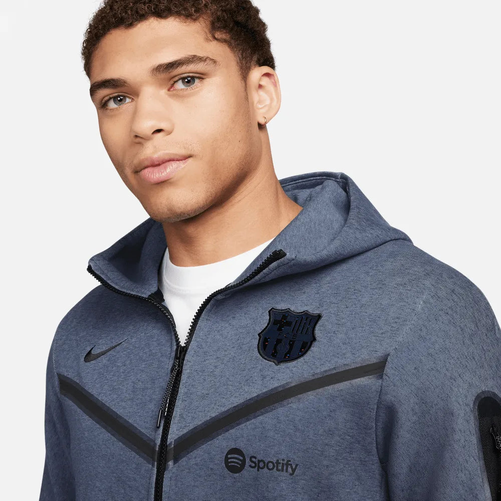 Nike 2023-24 Barcelona Men's NSW Techfleece Full Zip Hoodie (Detail 1)