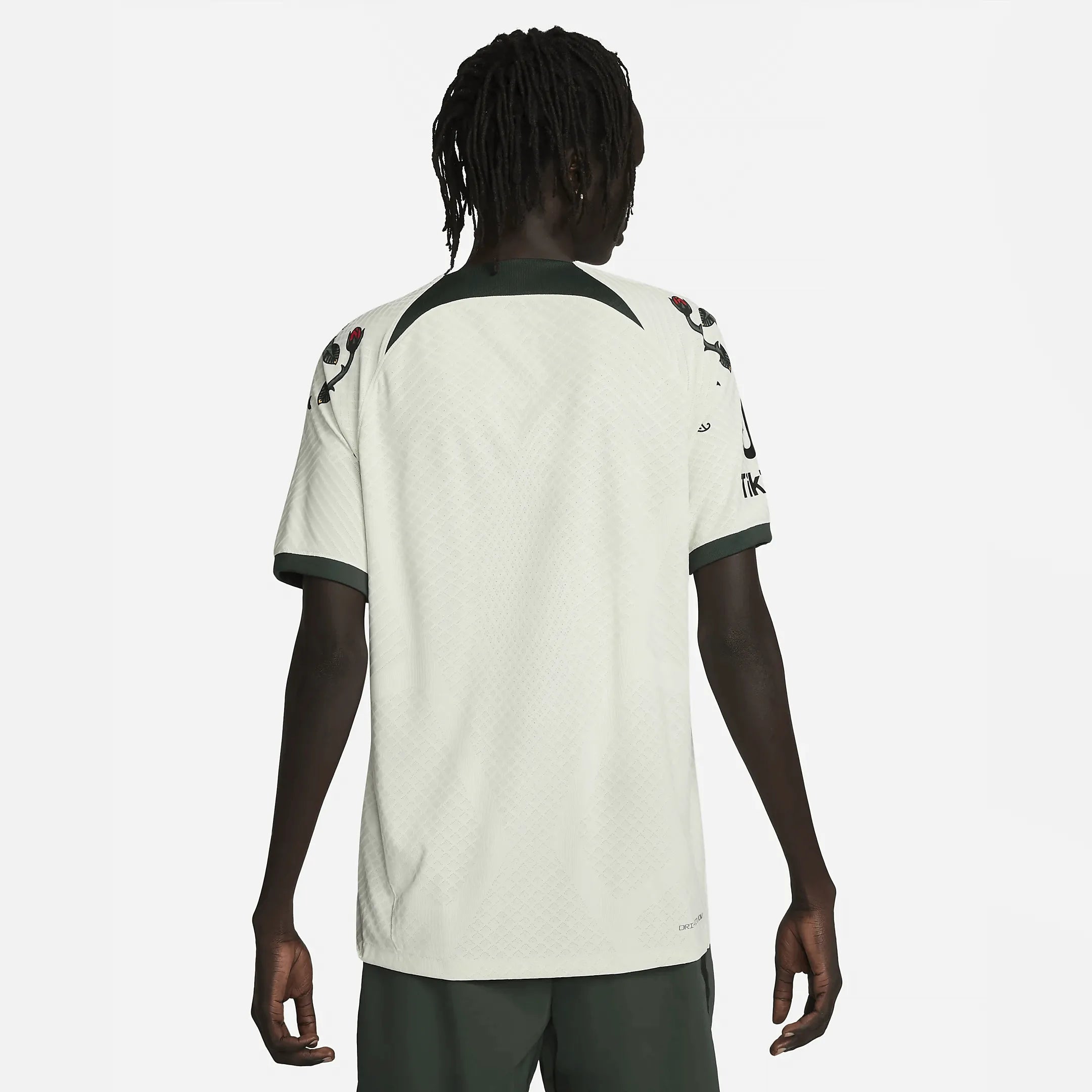 Nike 2023 Portland  Thorns Authentic Away Jersey - Light Bone-Pro Green-Black (Model - Back)
