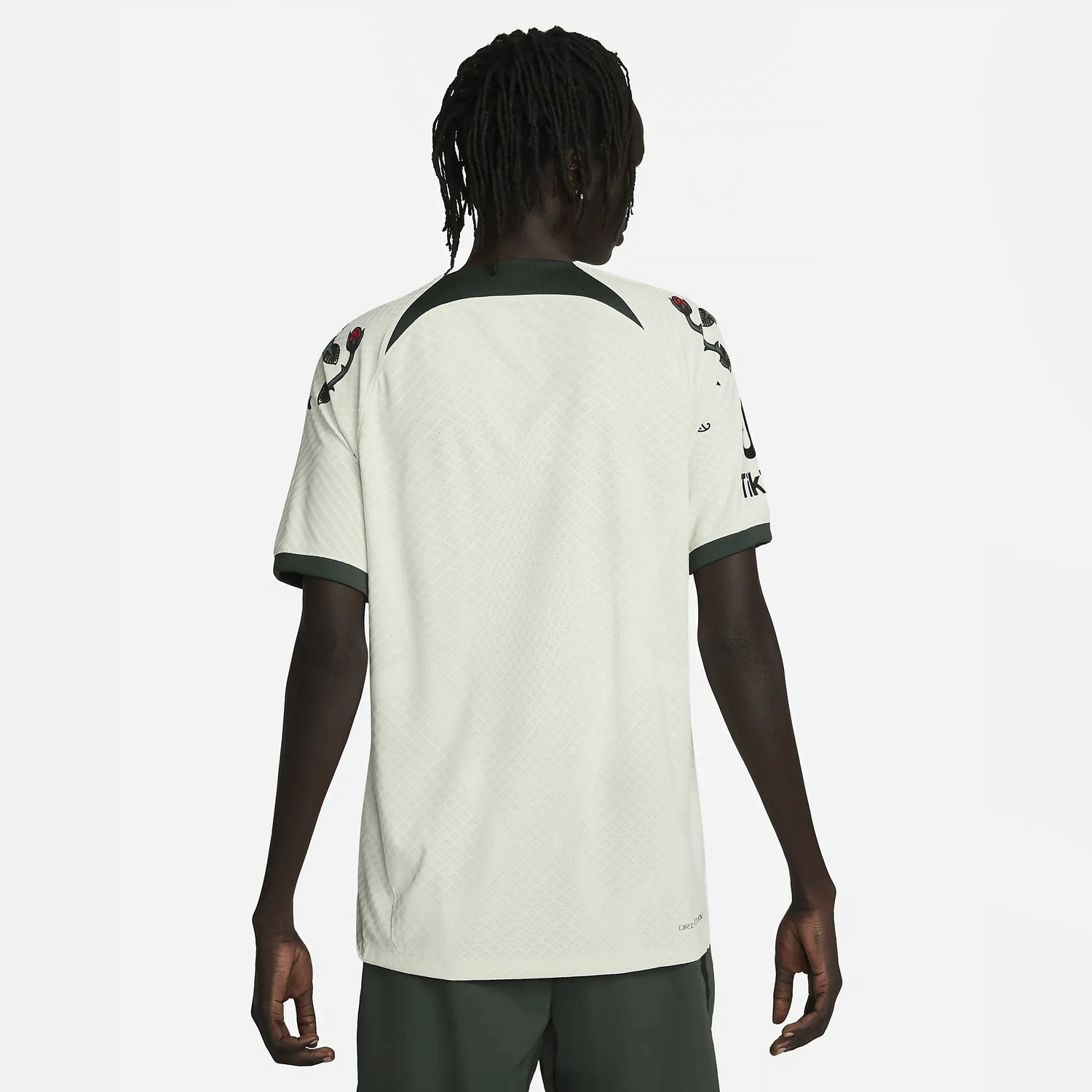 Nike 2023 Portland  Thorns Authentic Away Jersey - Light Bone-Pro Green-Black (Model - Back)