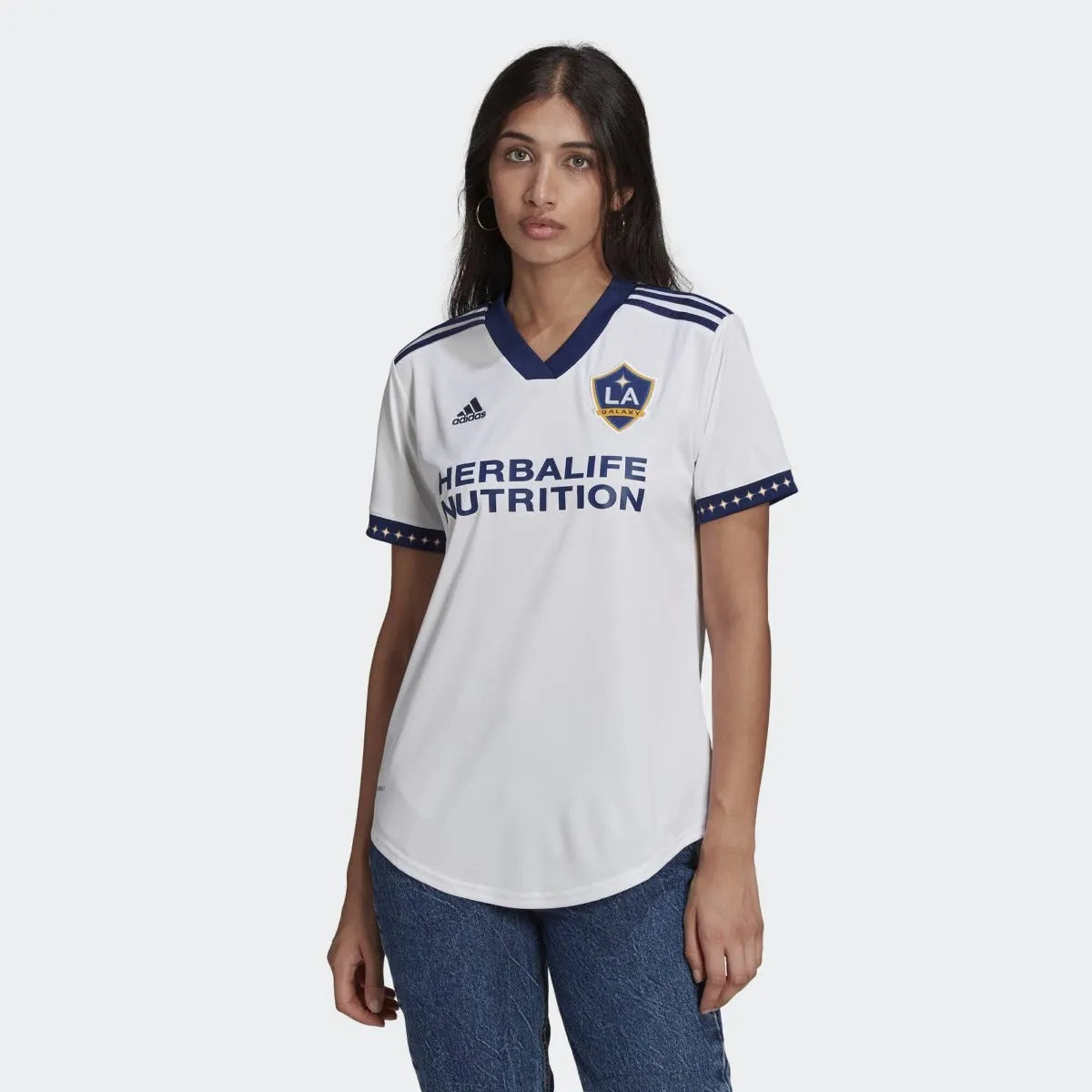 adidas 2022-23 LA Galaxy Women Home Jersey - White-Navy (Model - Front)