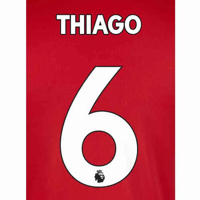 Liverpool 2019/22 Home Thiago #6 Jersey Name Set