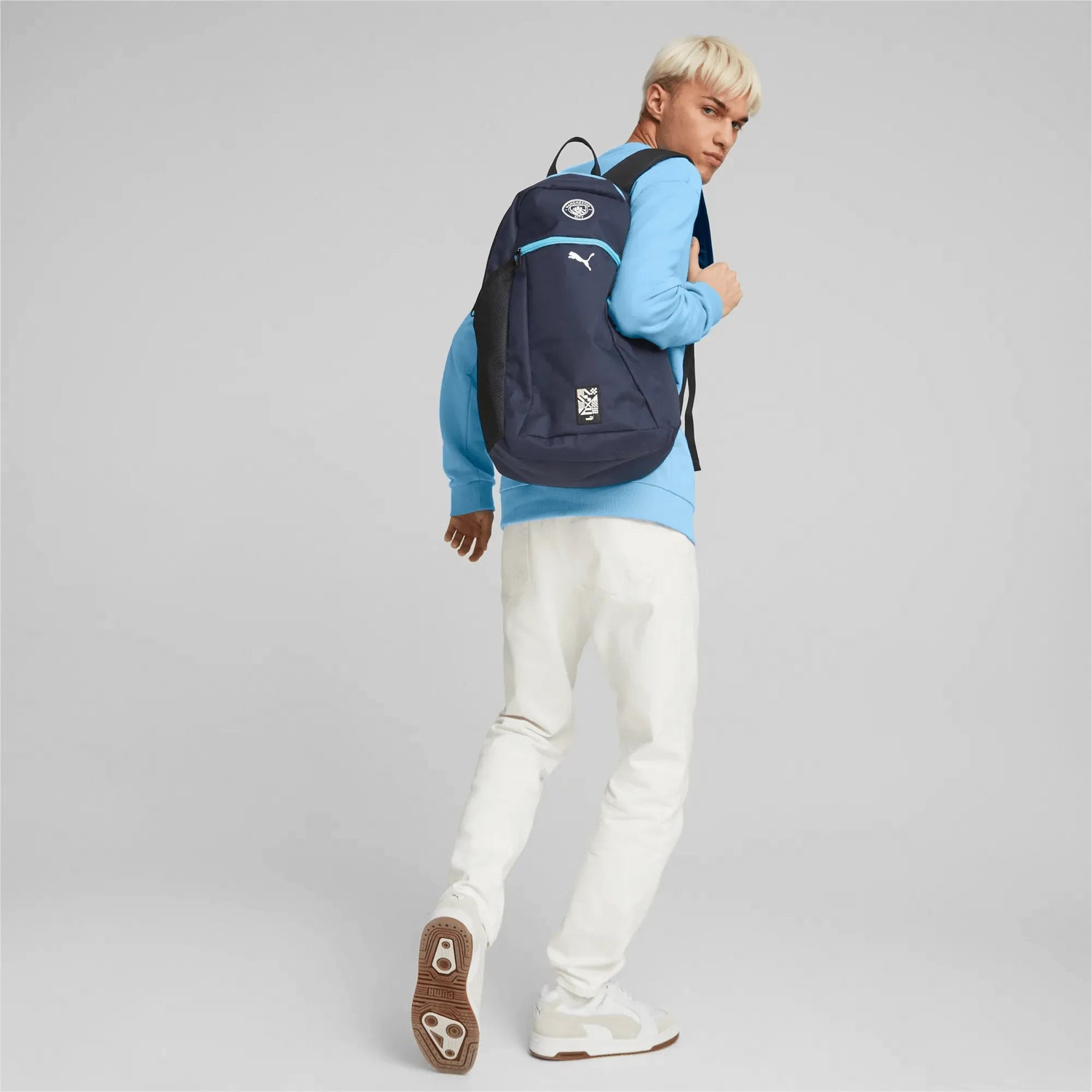 Puma Manchester City 2022-23 Culture Backpack Sky Blue Navy-Sky (Model - Front)