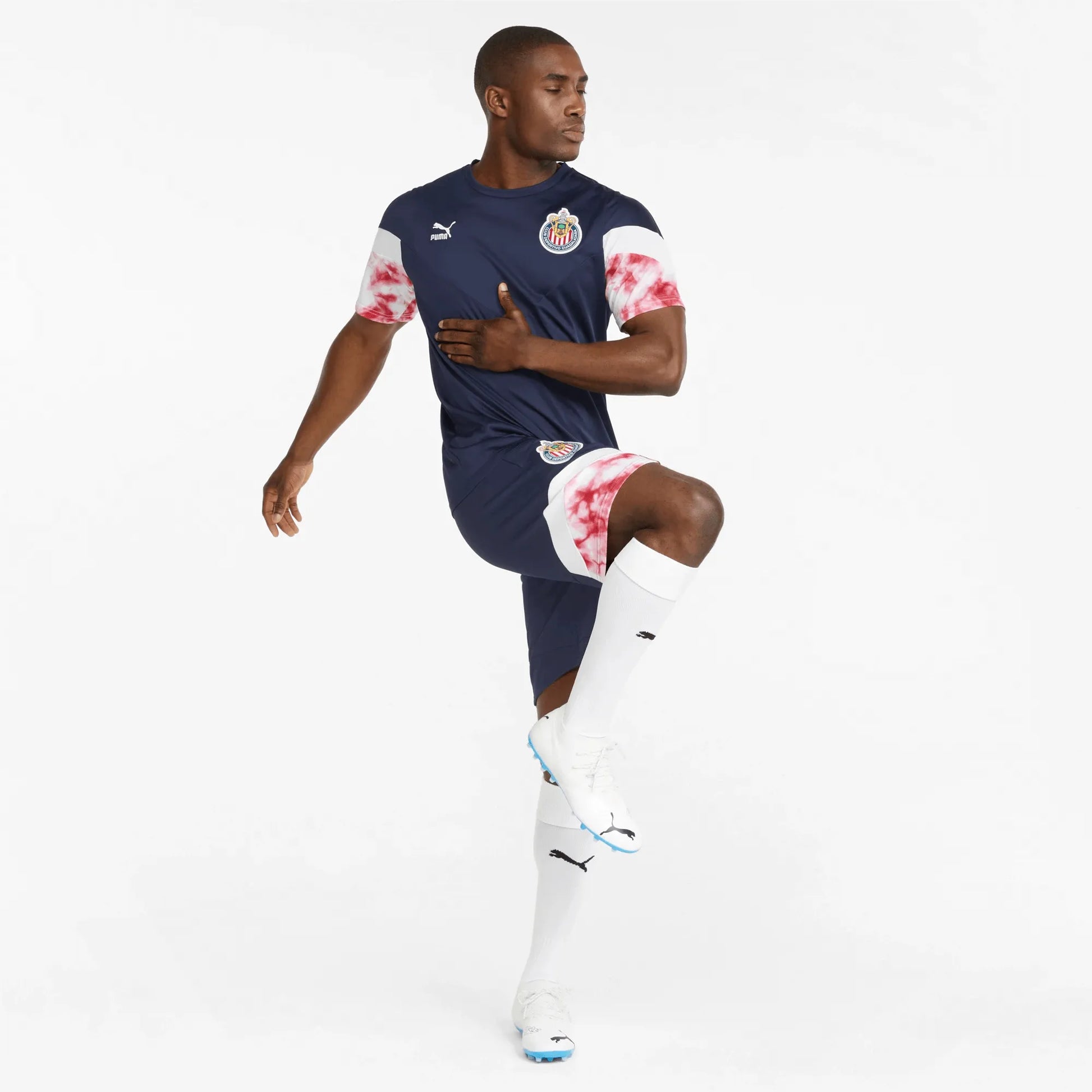 Puma 2022 Chivas Iconic Mesh Shorts - Navy-White-Red (Model - Action)
