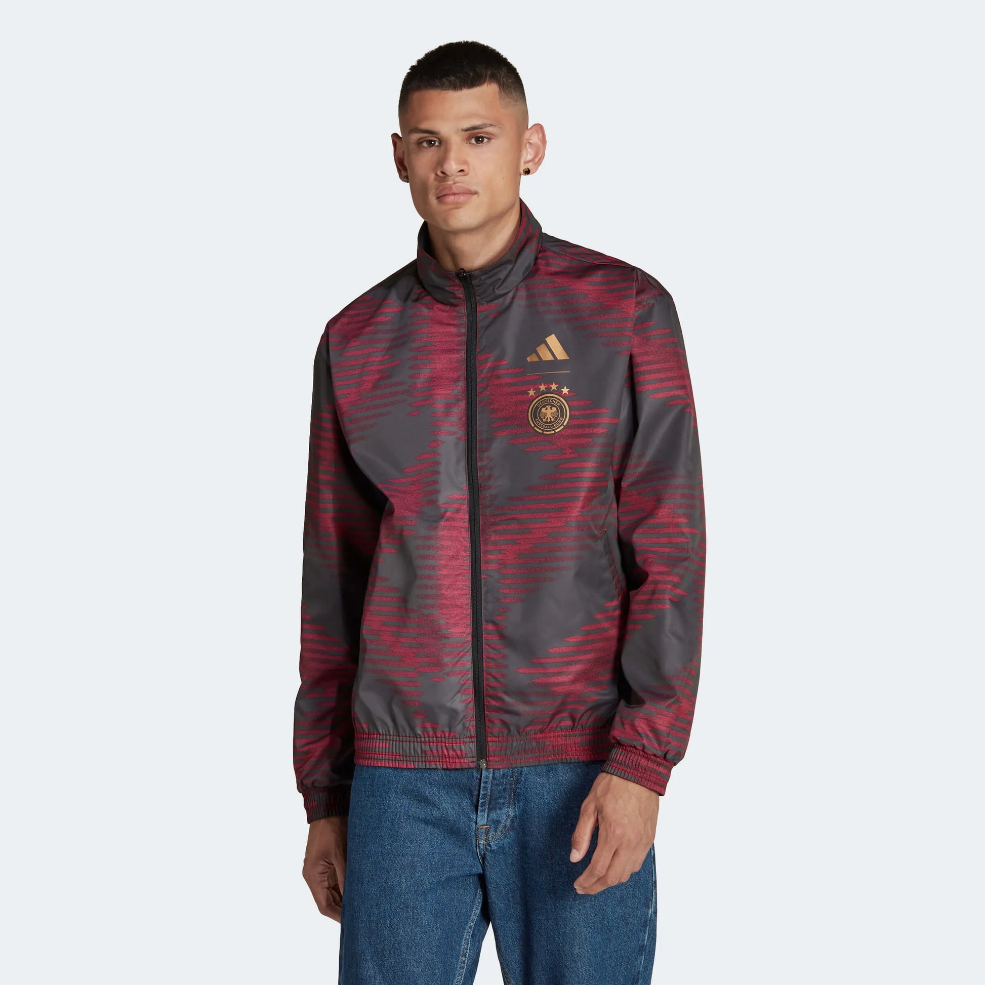 adidas 2022-23 Germany WC Anthem Jacket - Black-White (Model - Reverse)