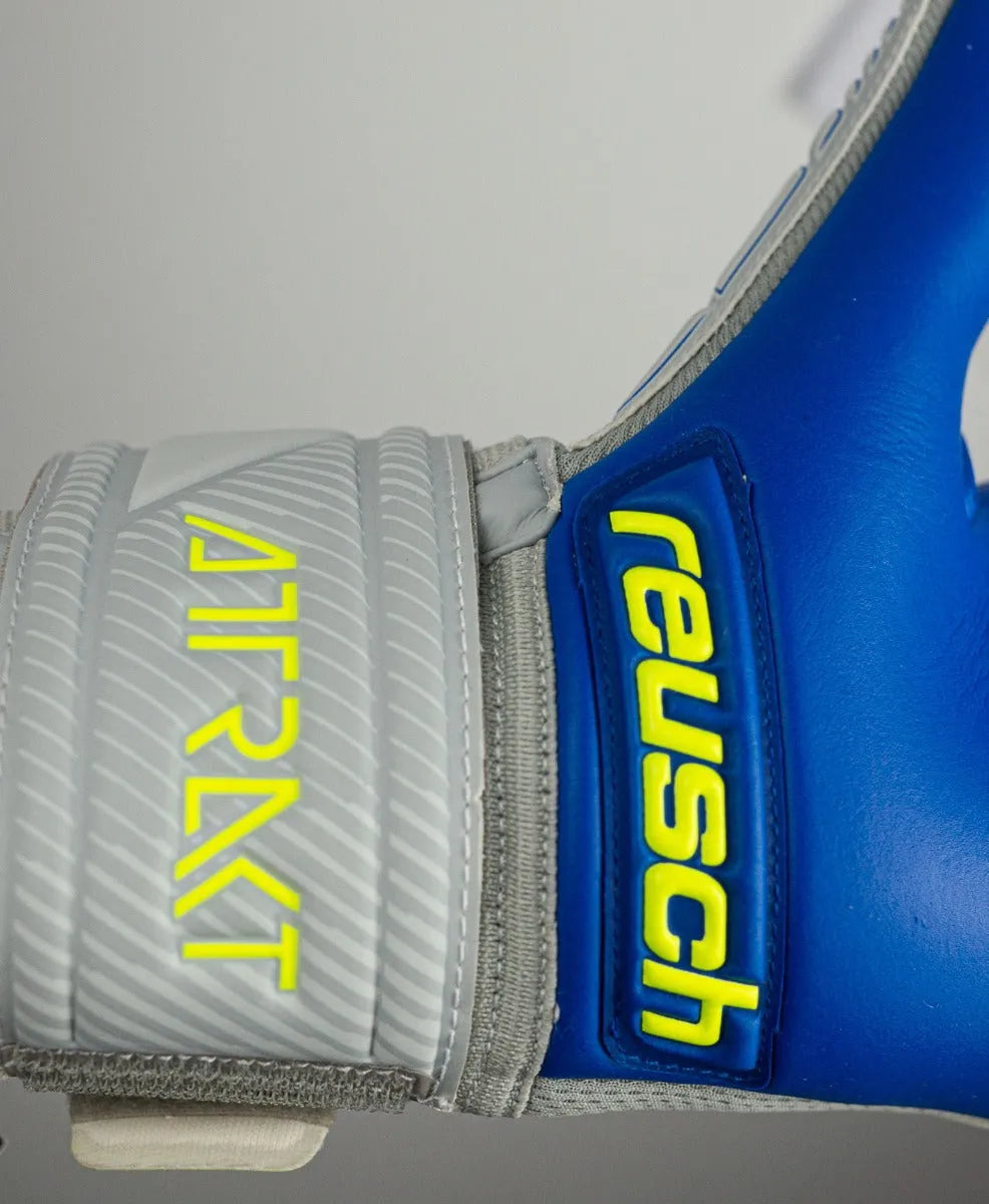 Reusch JR Attrakt Grip Evolution FS Goalkeeper Gloves - Grey-Yellow-Blue (Detail 2)
