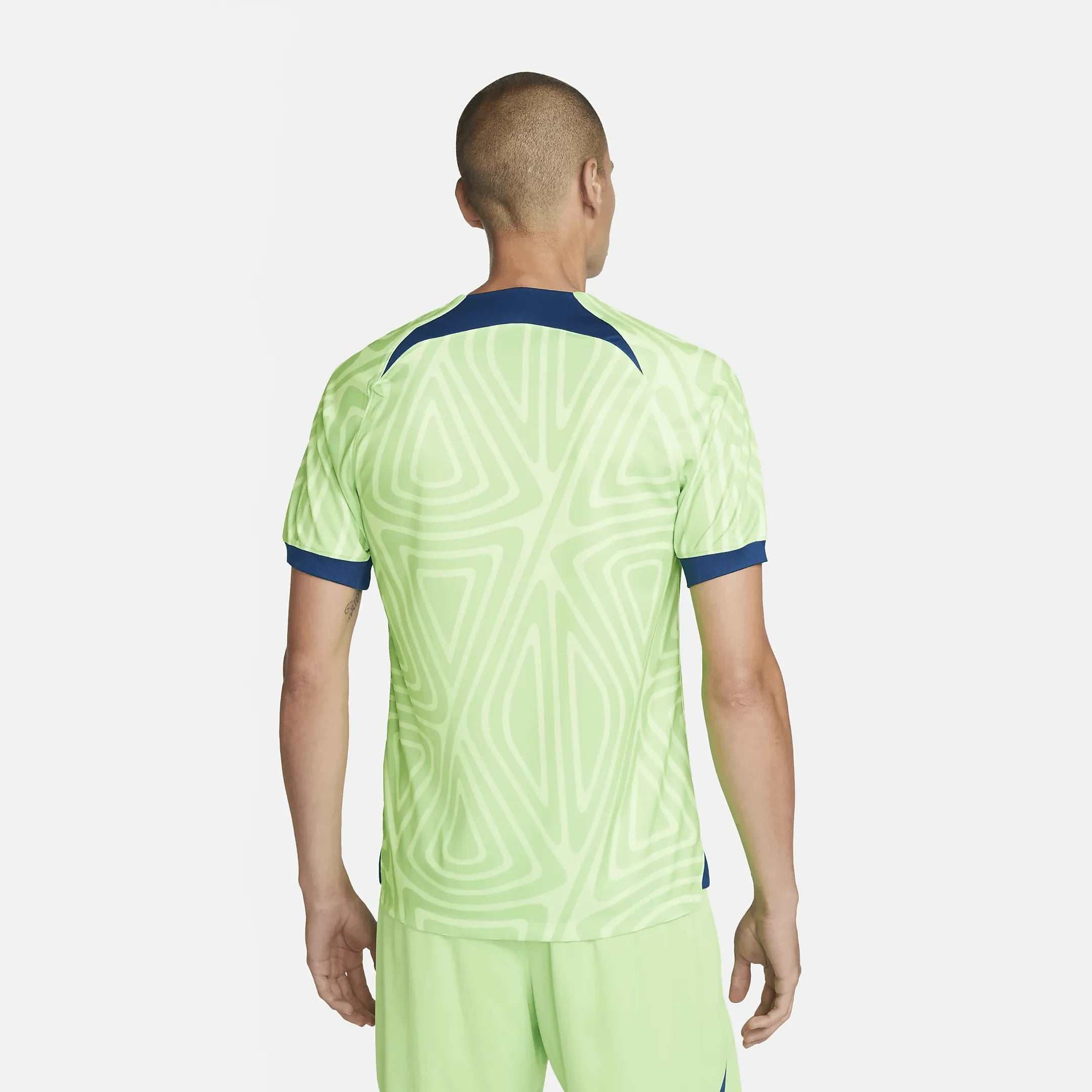 Nike 2022-23 Wolfsburg Stadium Home Jersey - Sub Lime-Coastal Blue (Model - Back)