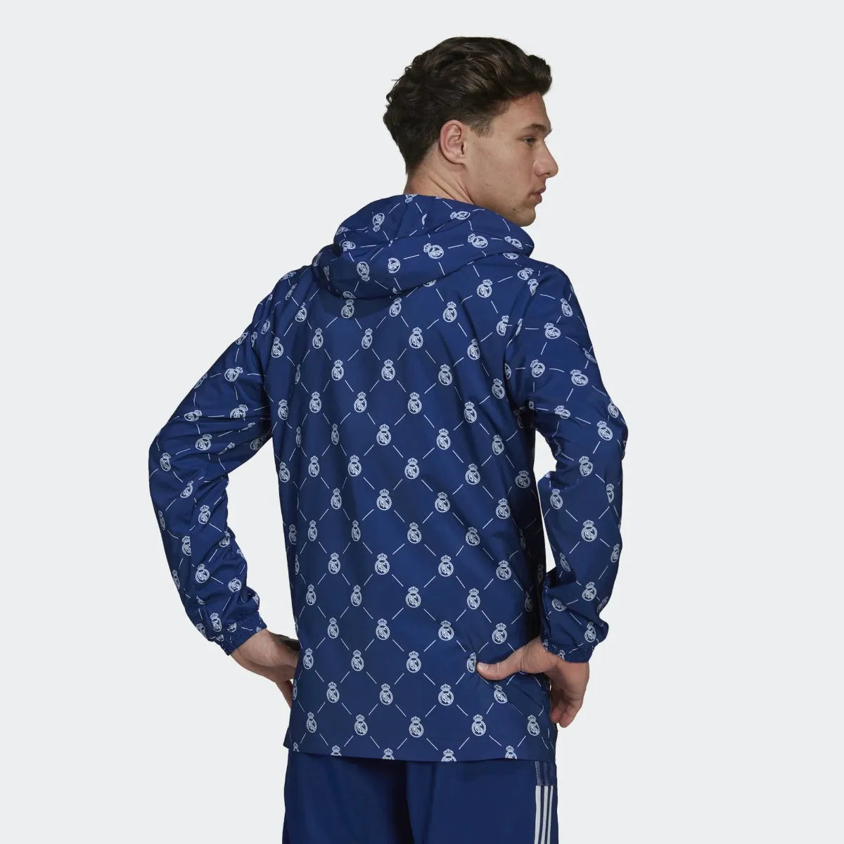 adidas 2022 Real Madrid Windbreaker - Victory Blue (Model - Back)